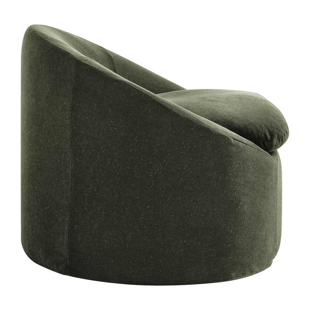 Sadie Slipcovered Linen-Blend Round Accent Chair - Sage