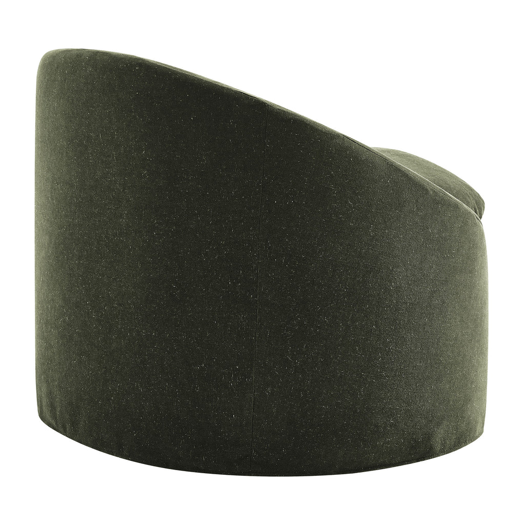 Sadie Slipcovered Linen-Blend Round Accent Chair - Sage