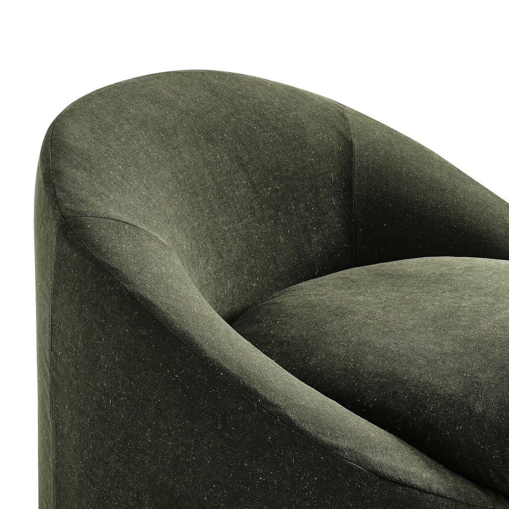 Sadie Slipcovered Linen-Blend Round Accent Chair - Sage