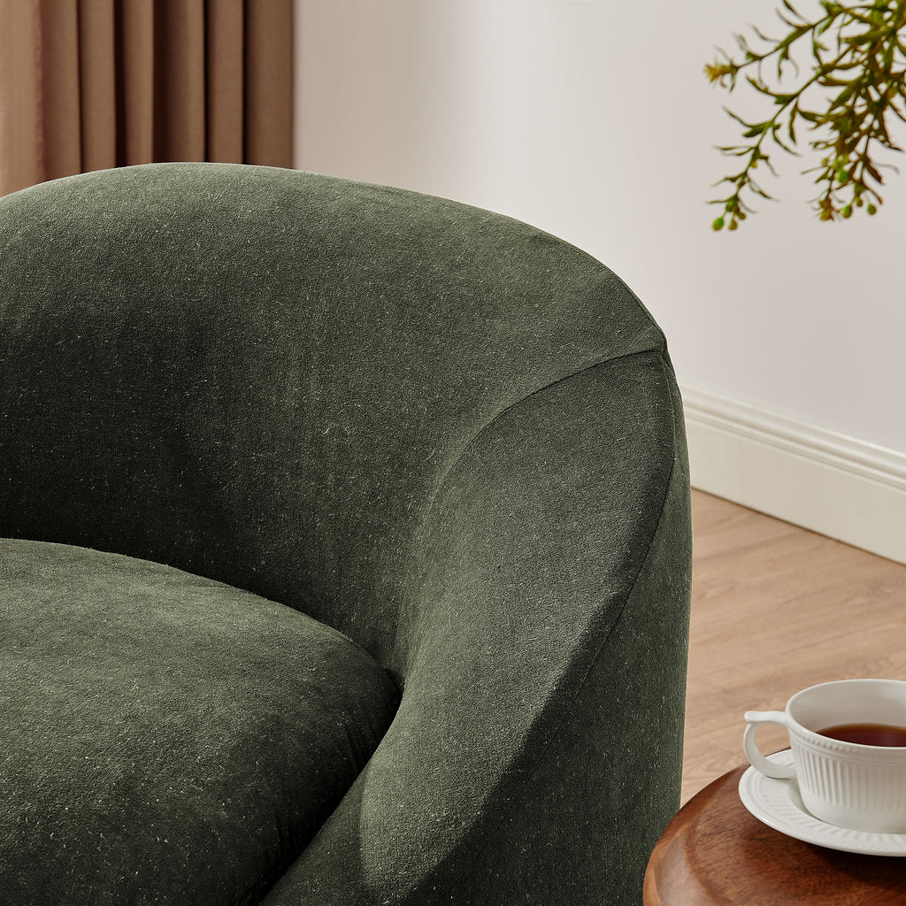 Sadie Slipcovered Linen-Blend Round Accent Chair - Sage