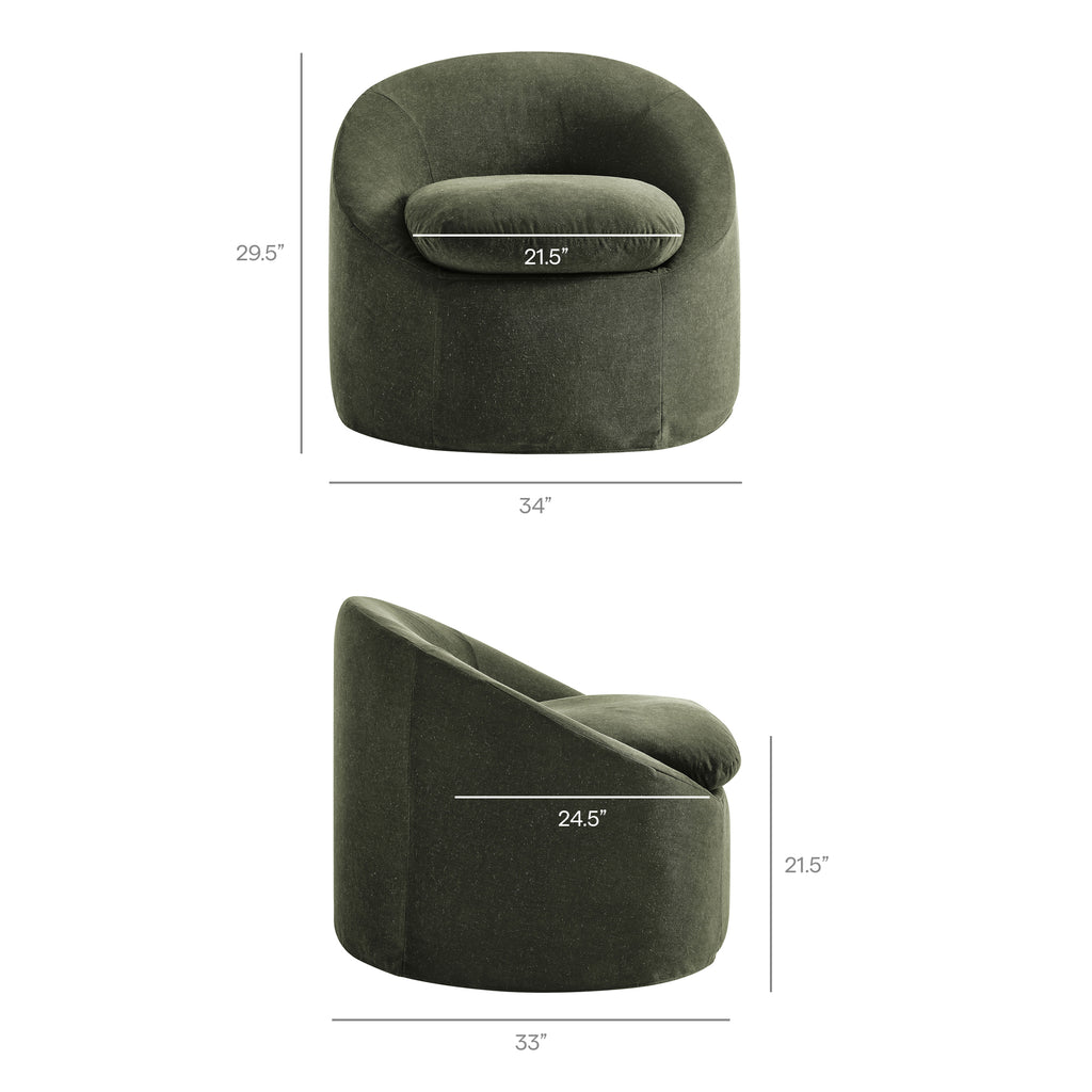 Sadie Slipcovered Linen-Blend Round Accent Chair - Sage