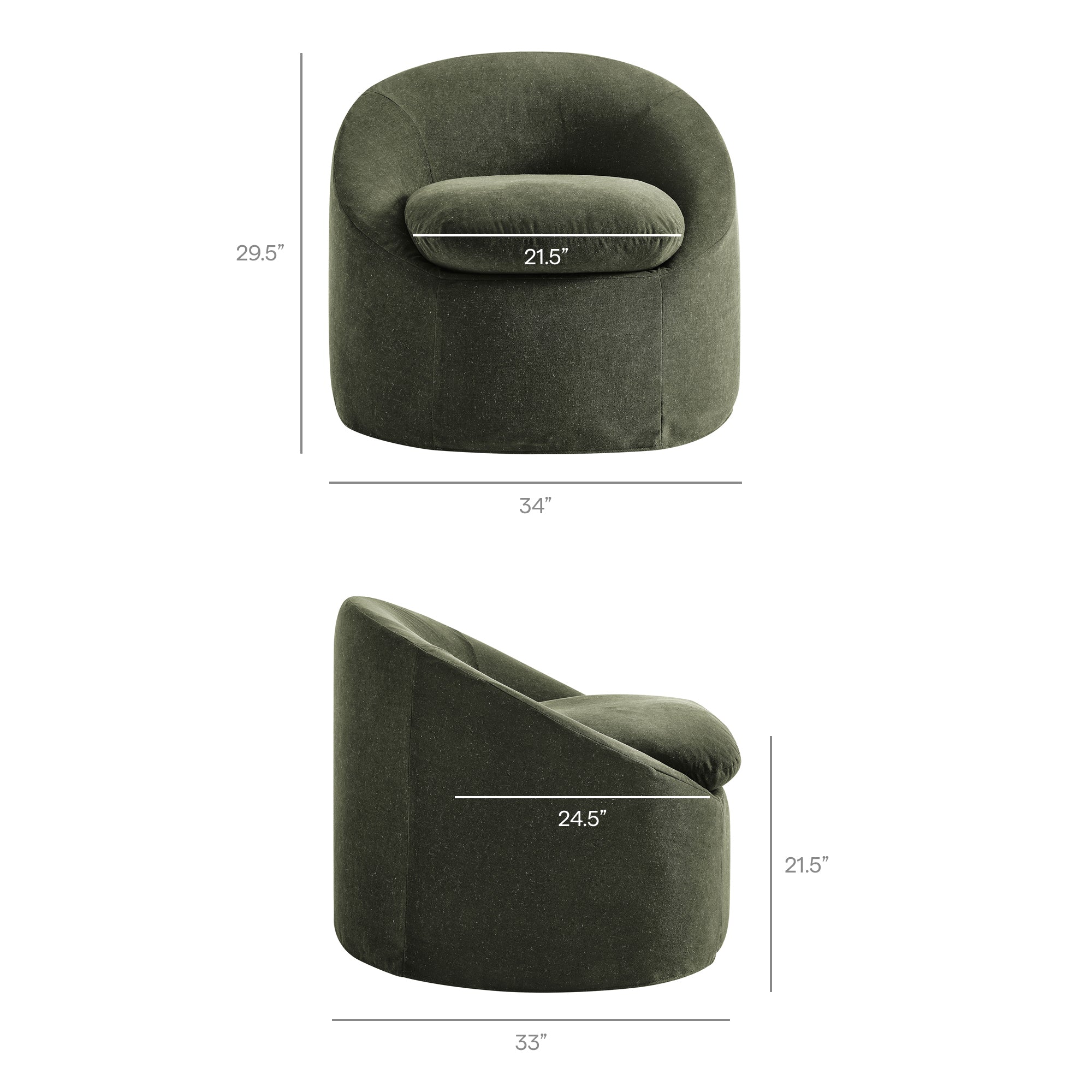 Sadie Slipcovered Linen-Blend Round Accent Chair - Sage