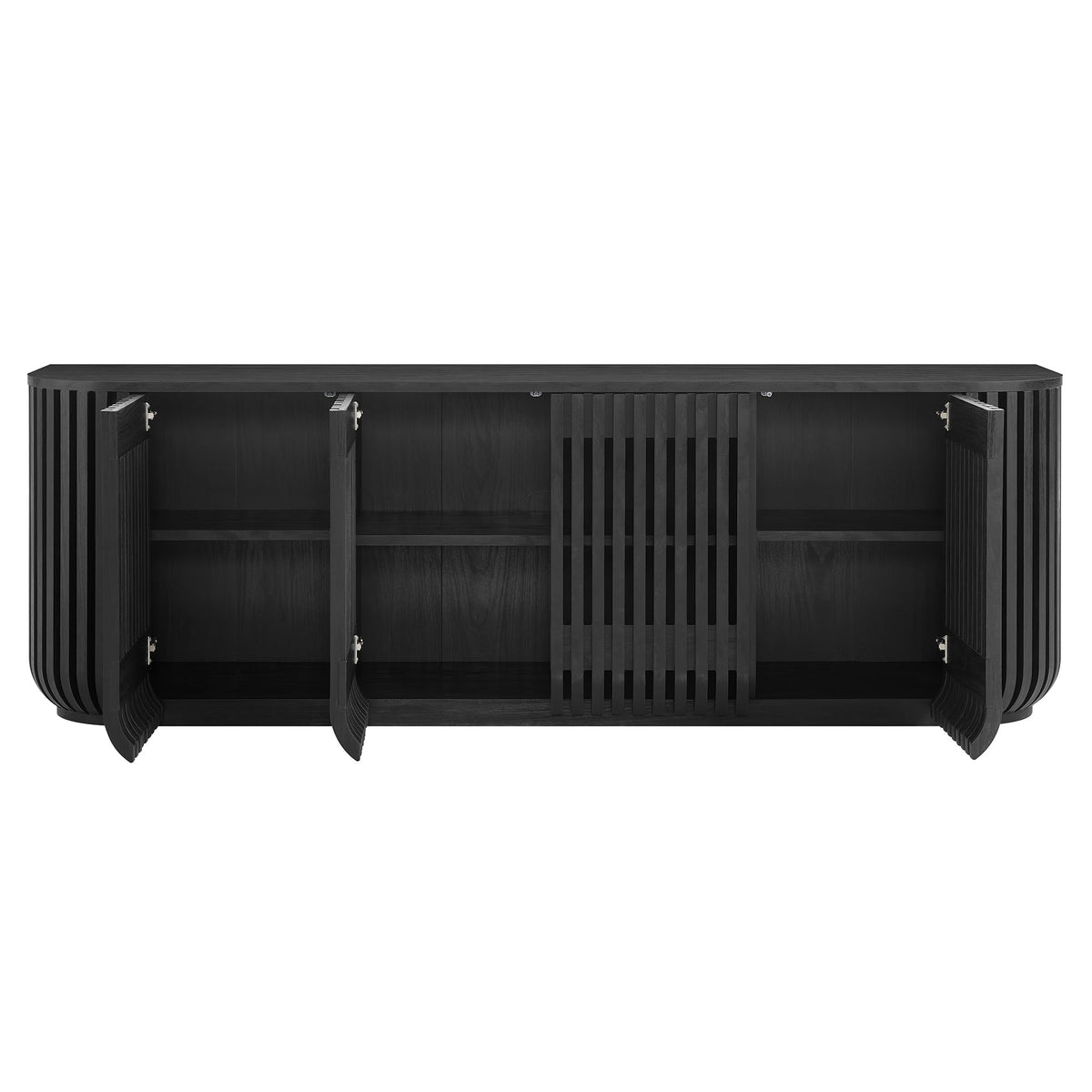 Fortitude 75" Curved Sideboard Storage Cabinet - Black