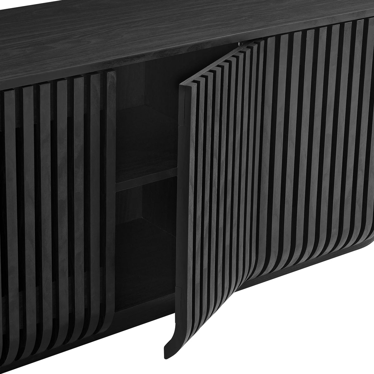 Fortitude 75" Curved Sideboard Storage Cabinet - Black
