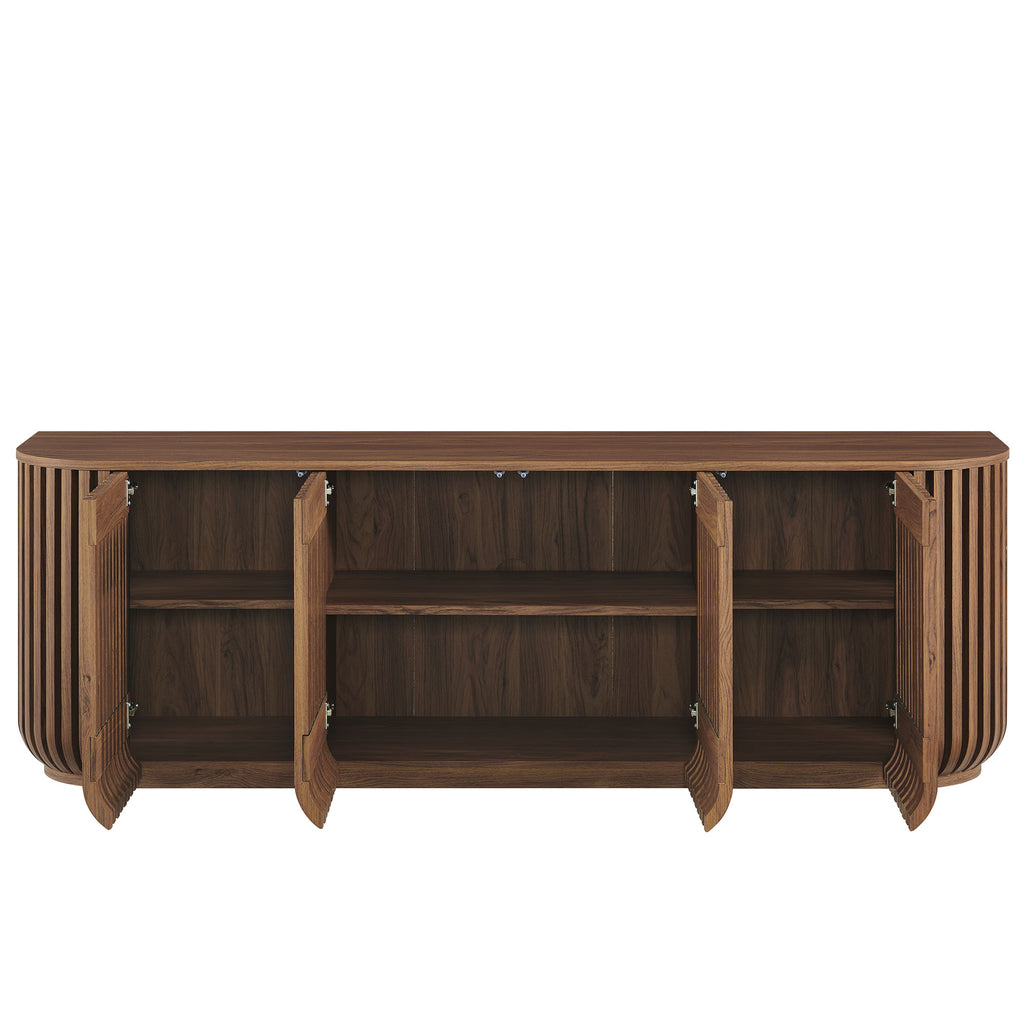 Fortitude 75" Curved Sideboard Storage Cabinet - Walnut
