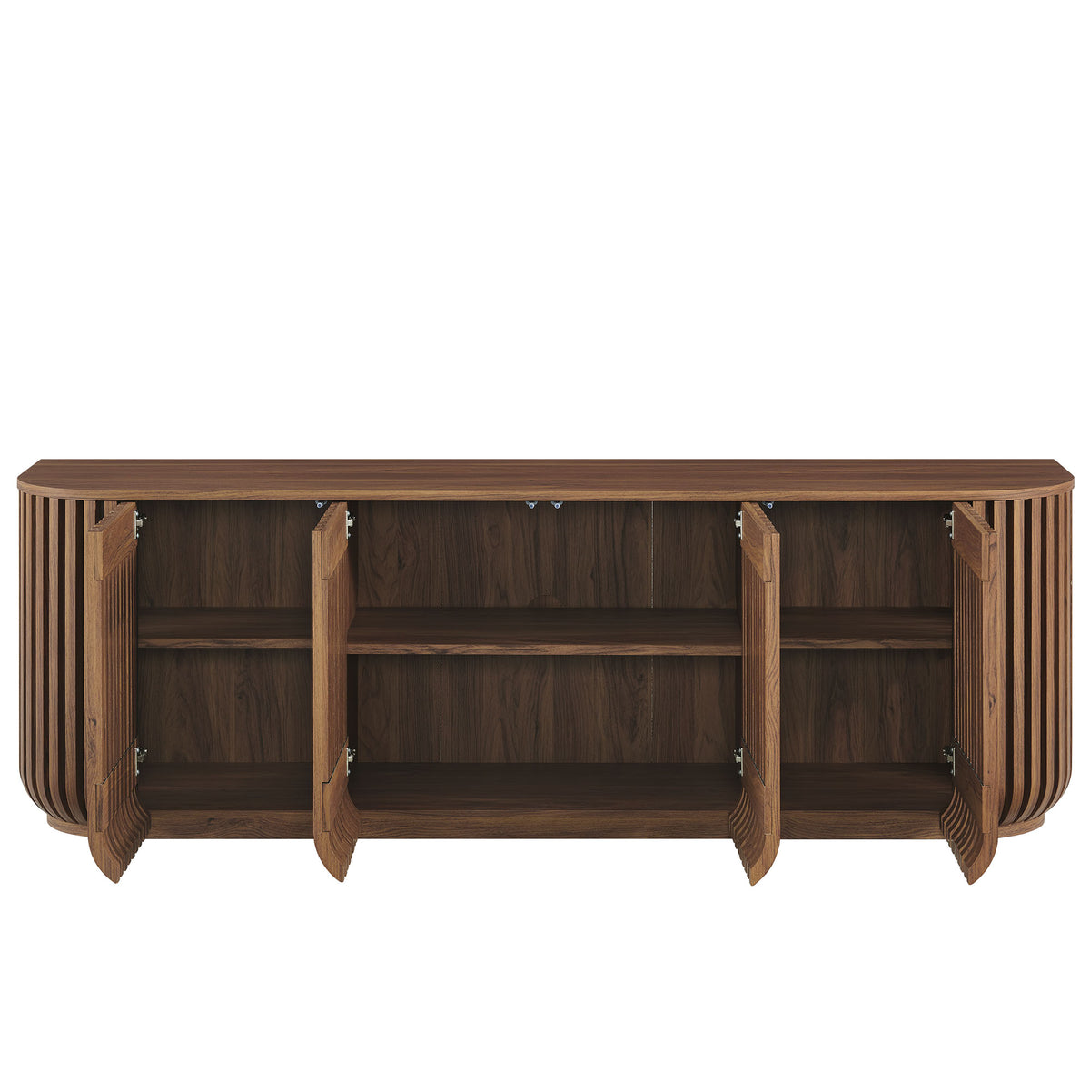 Fortitude 75" Curved Sideboard Storage Cabinet - Walnut
