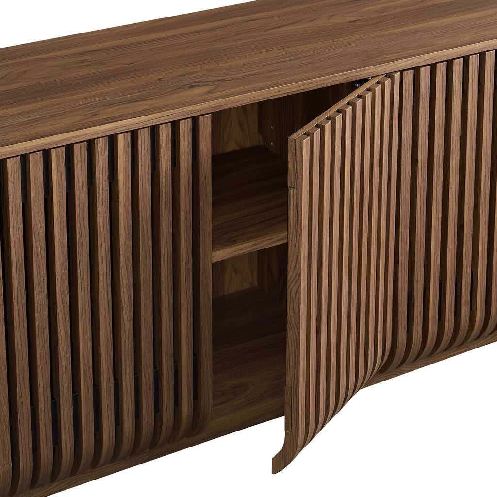 Fortitude 75" Curved Sideboard Storage Cabinet - Walnut