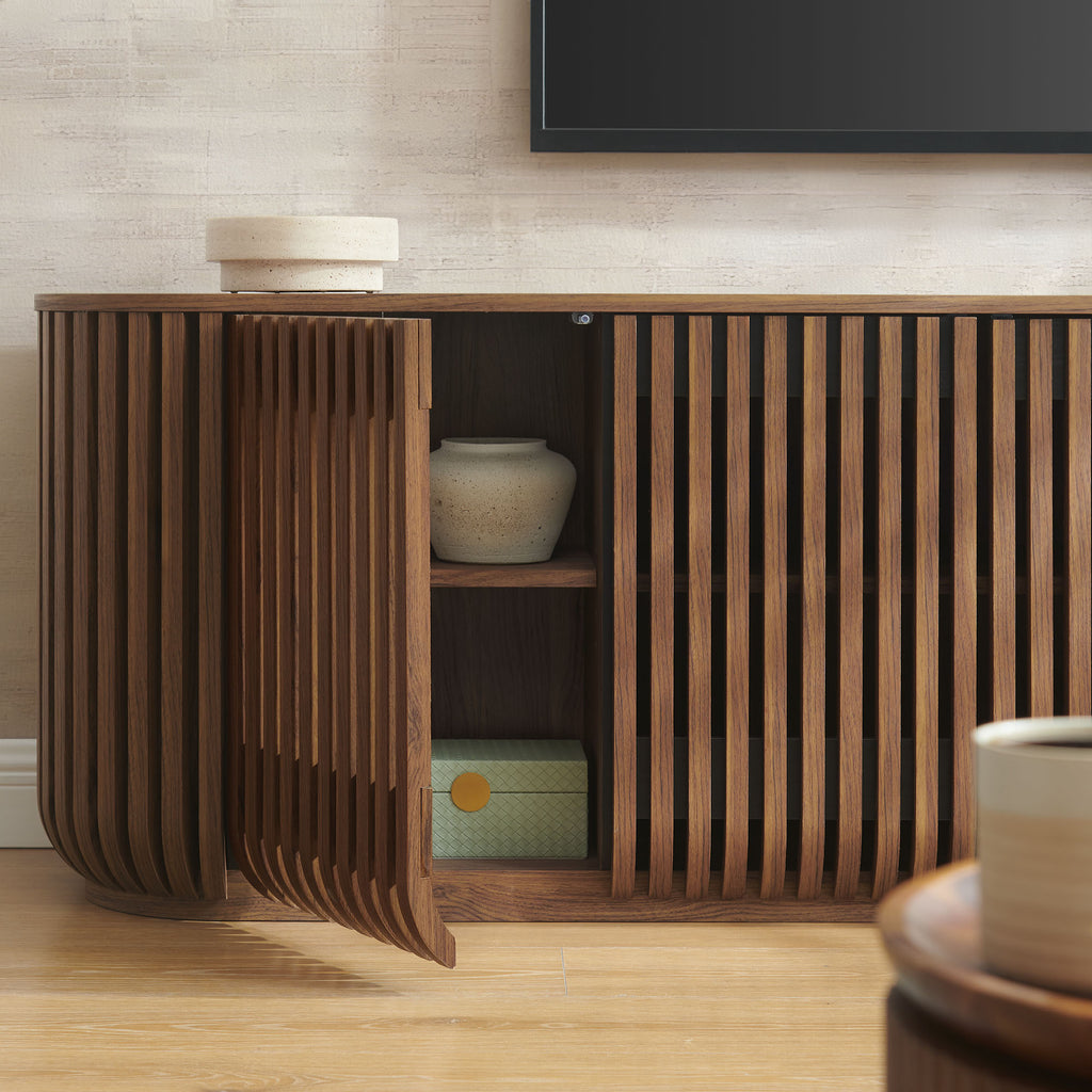 Fortitude 75" Curved Sideboard Storage Cabinet - Walnut
