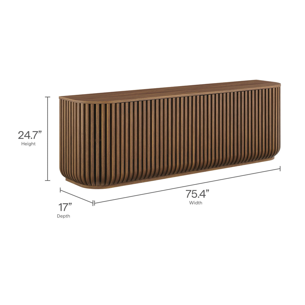 Fortitude 75" Curved Sideboard Storage Cabinet - Walnut