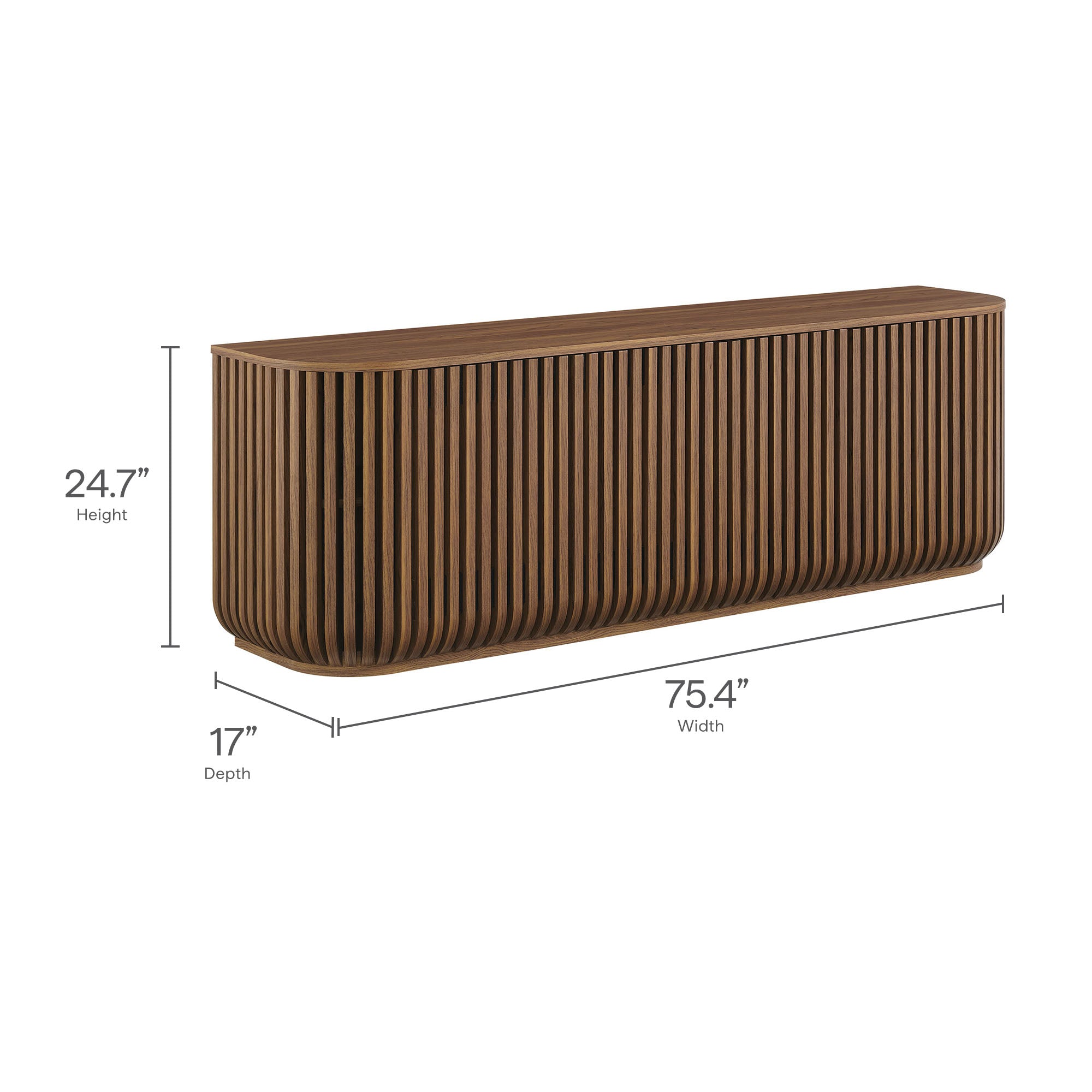 Fortitude 75" Curved Sideboard Storage Cabinet - Walnut