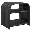 Eve Curved Natural Rattan Side Table - Black