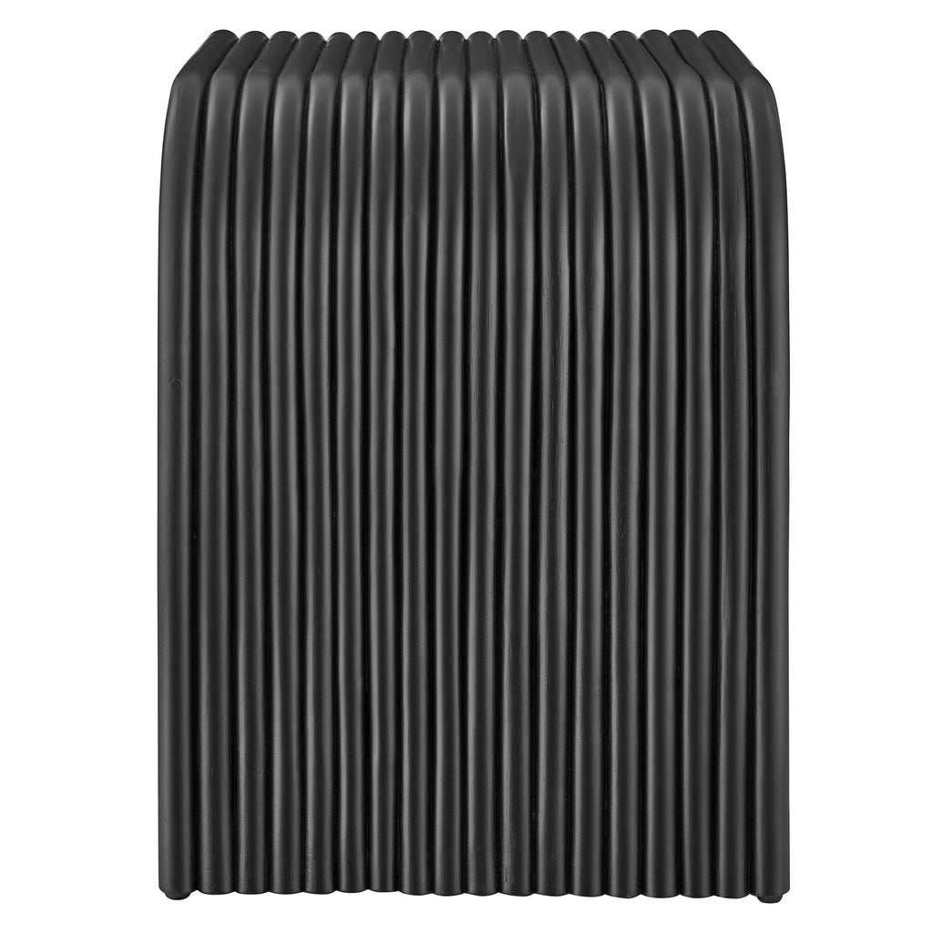 Eve Curved Natural Rattan Side Table - Black