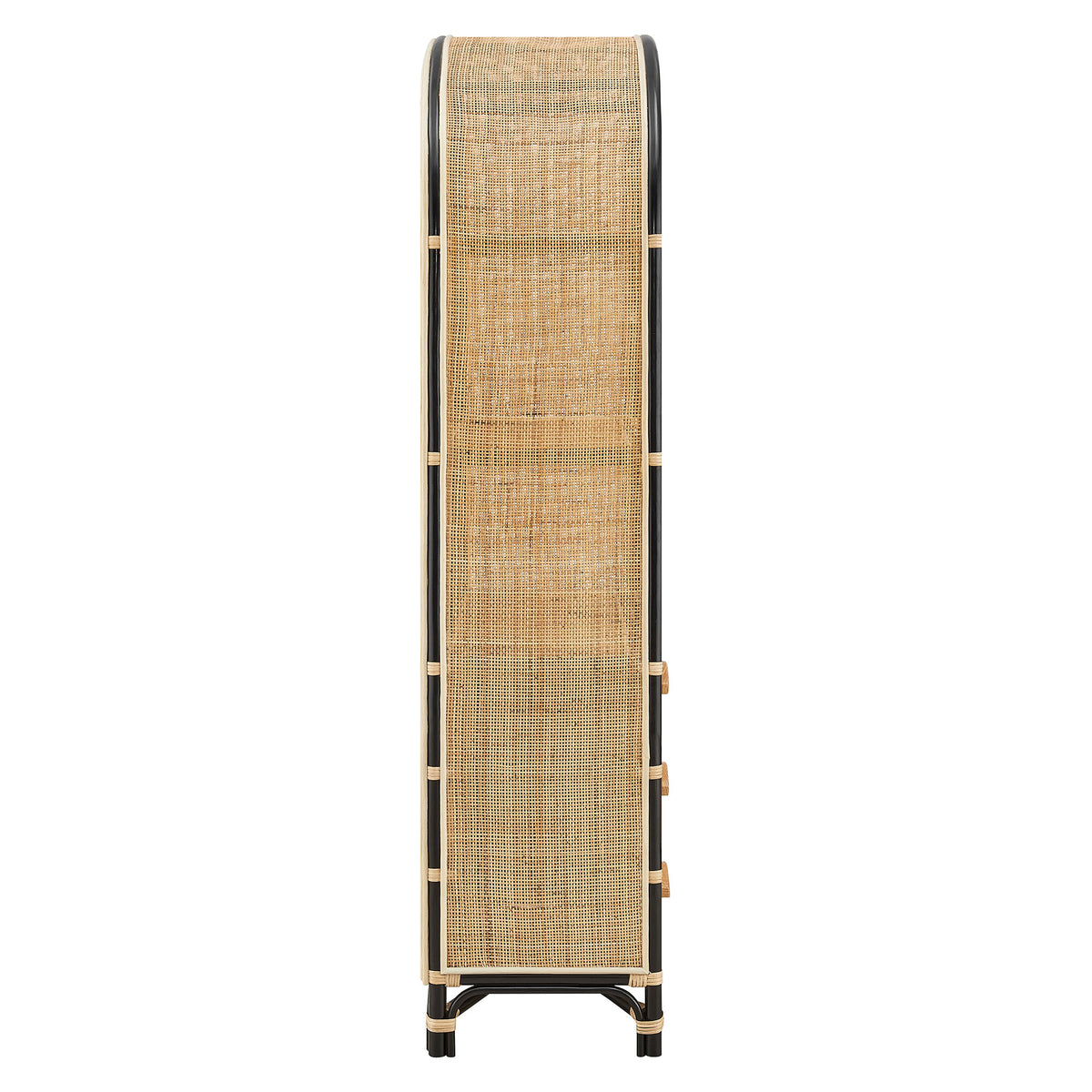 Jane 71 Inch Tall Arched Natural Rattan Bookshelf - Natural Black