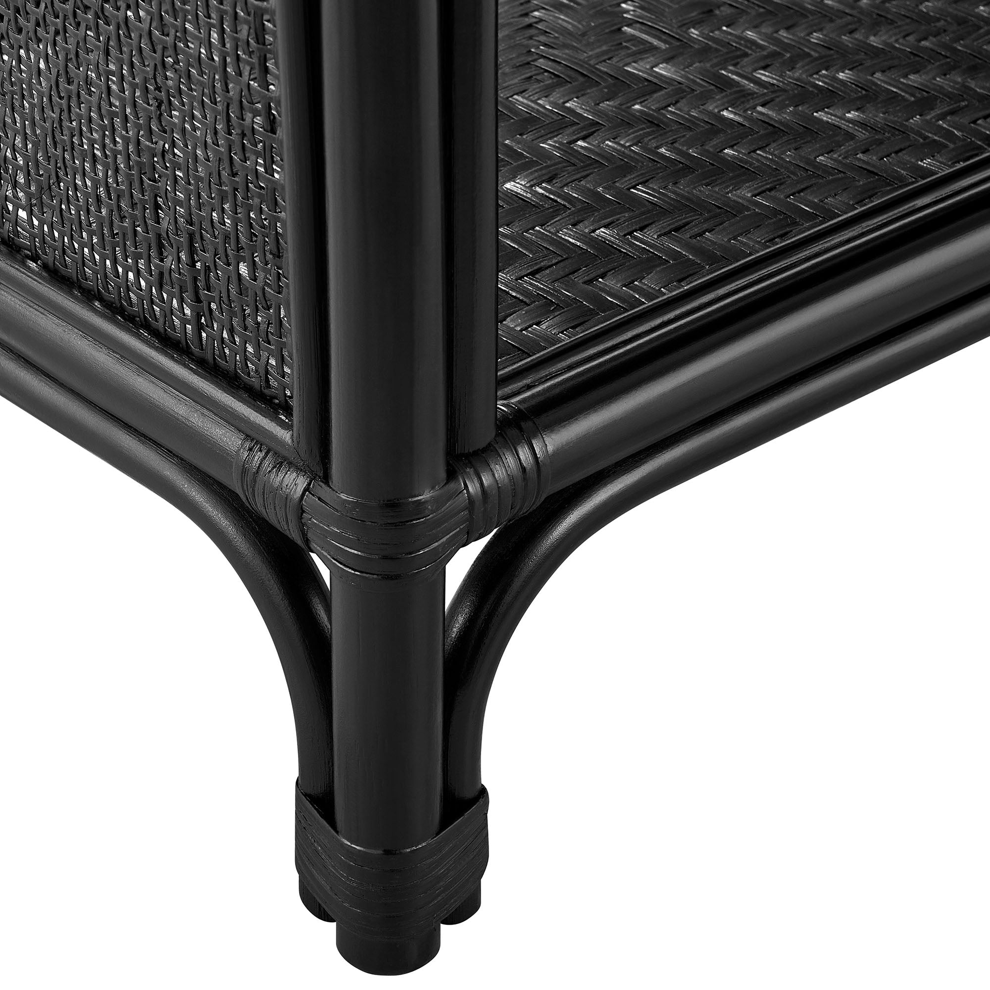Celeste 67 Inch Tall Arched Natural Rattan Bookshelf - Black