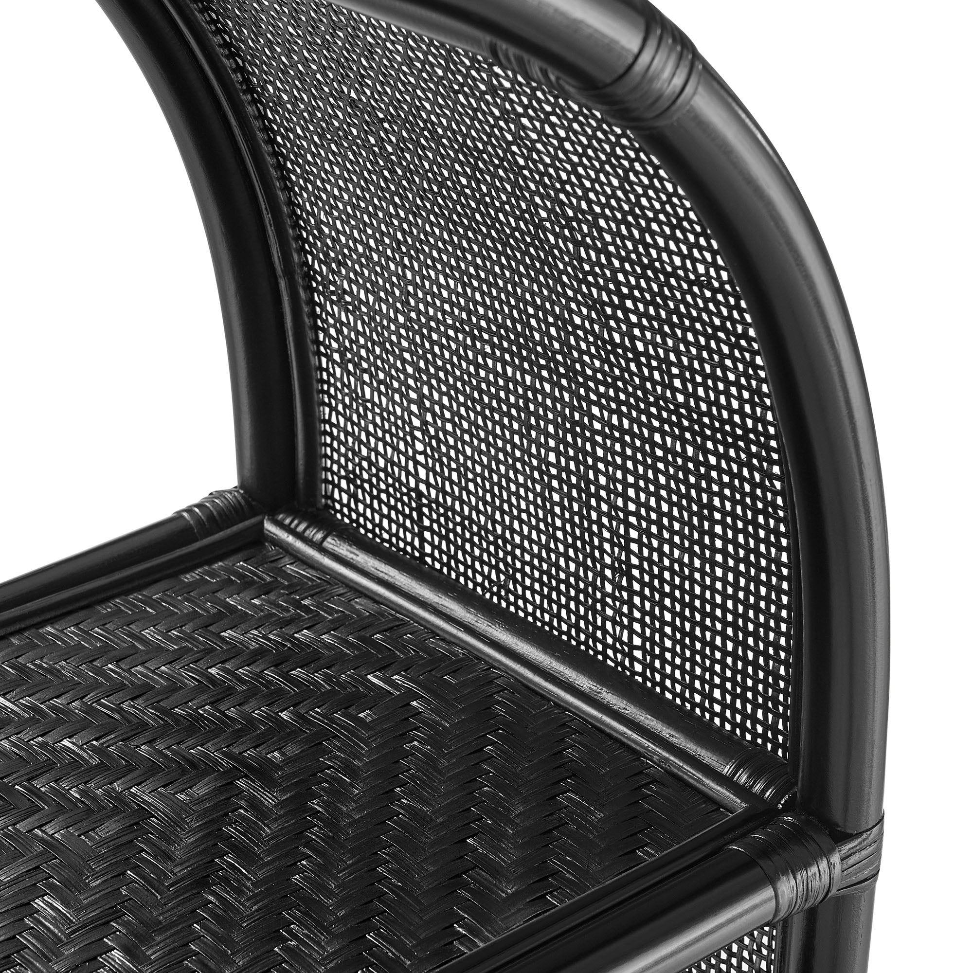 Celeste 67 Inch Tall Arched Natural Rattan Bookshelf - Black