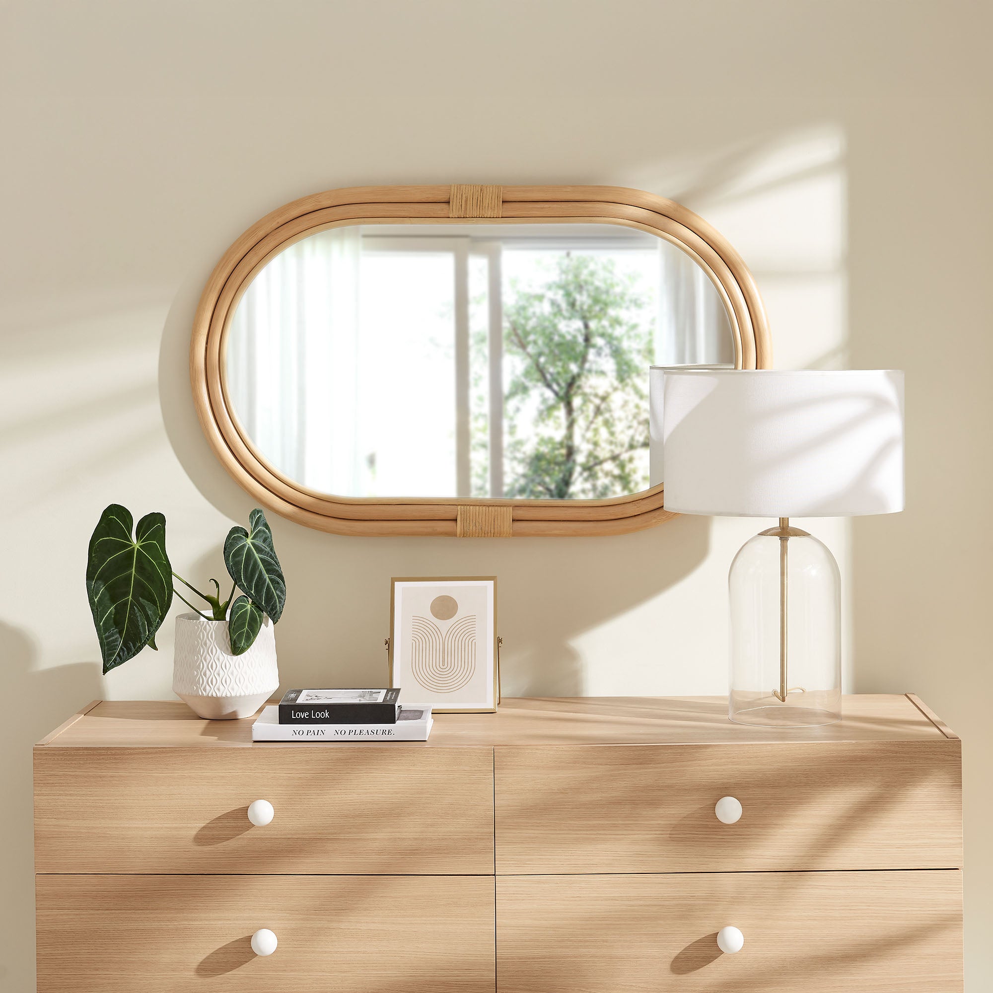 Corsica Oval Rattan Wall Mirror - Natural