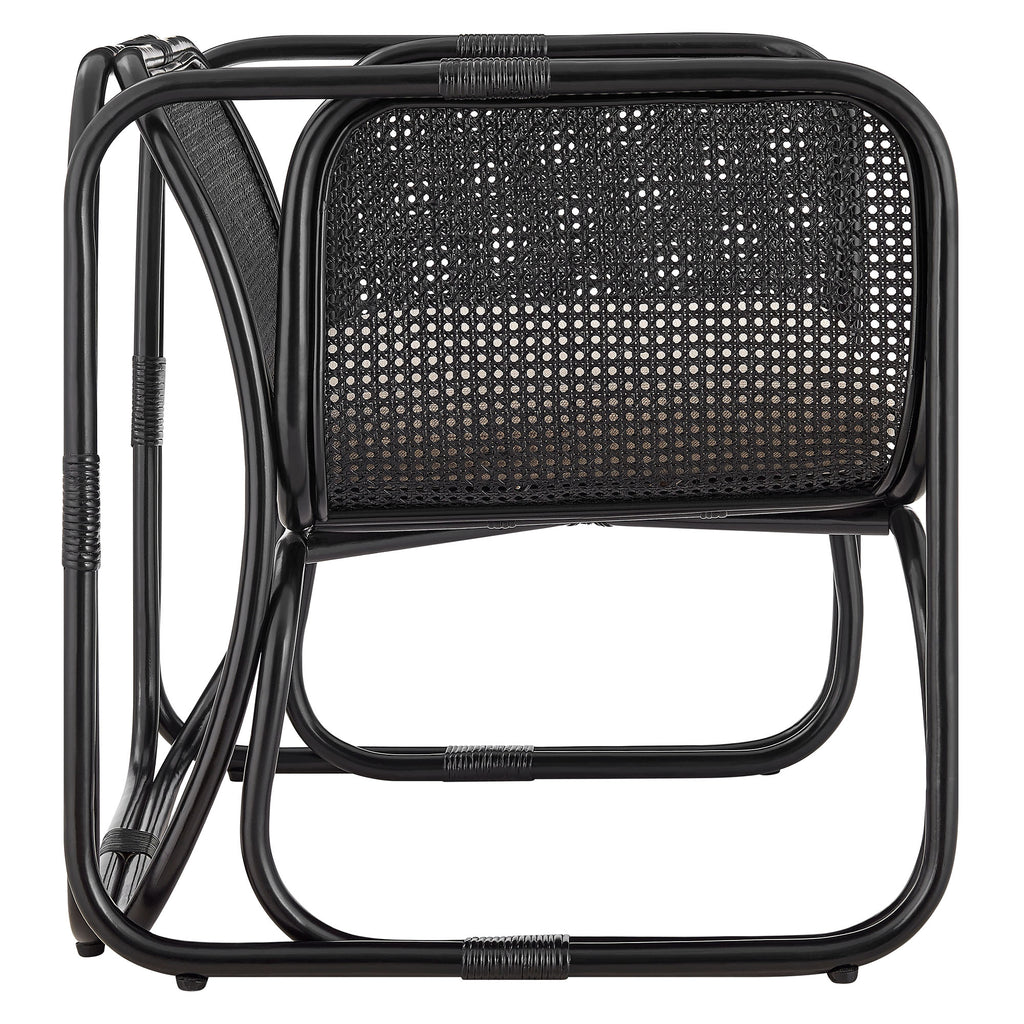Ellis Natural Rattan Accent Armchair - Black