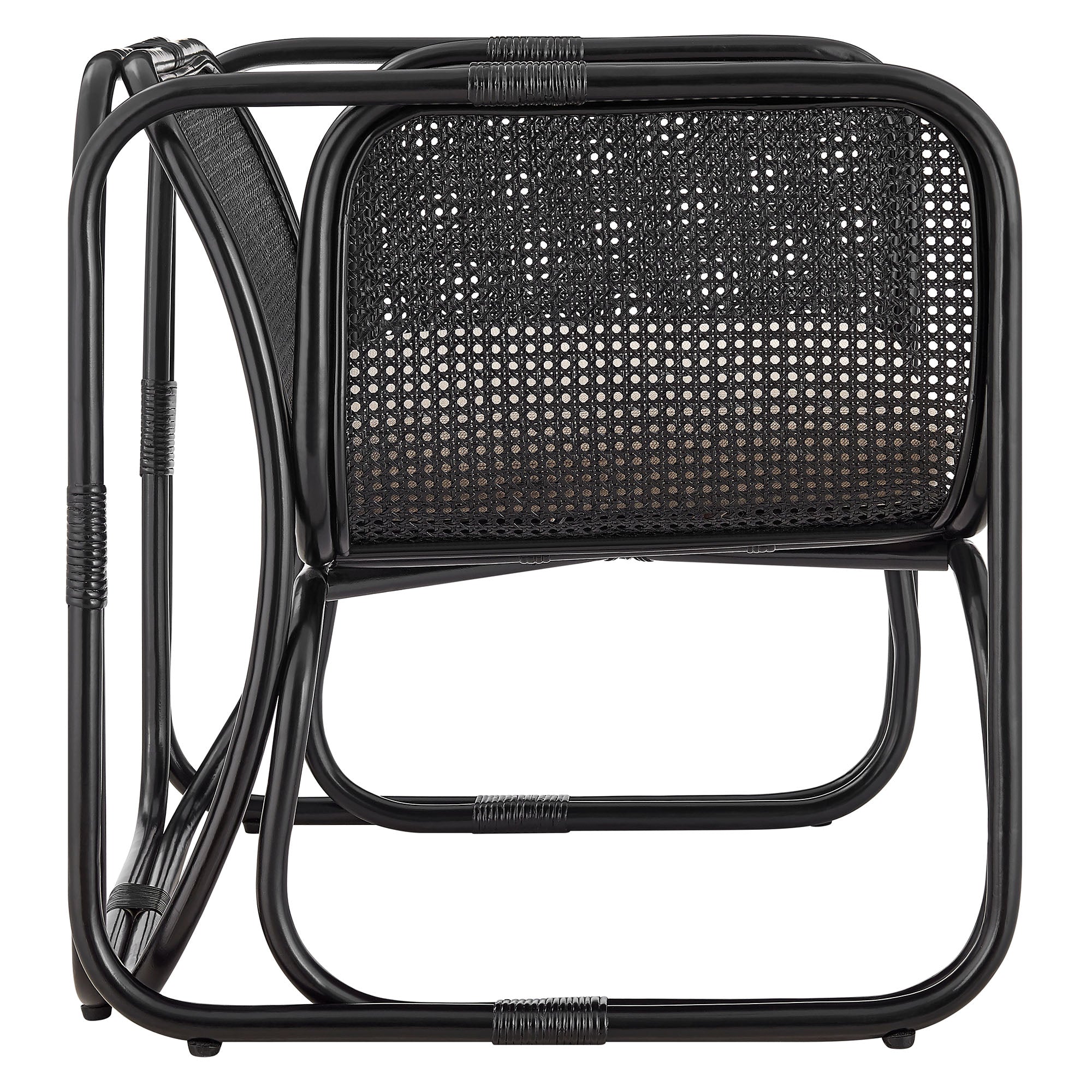 Ellis Natural Rattan Accent Armchair - Black