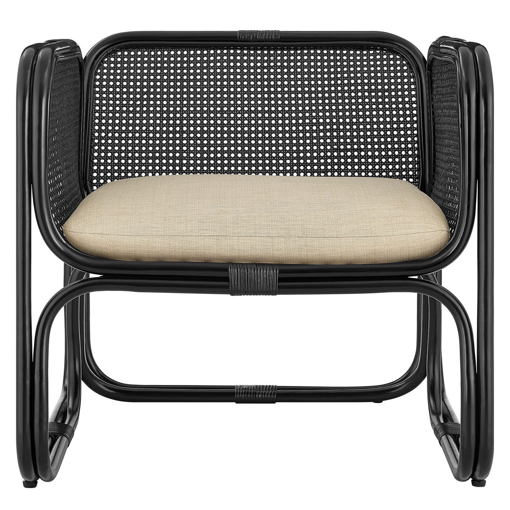 Ellis Natural Rattan Accent Armchair - Black