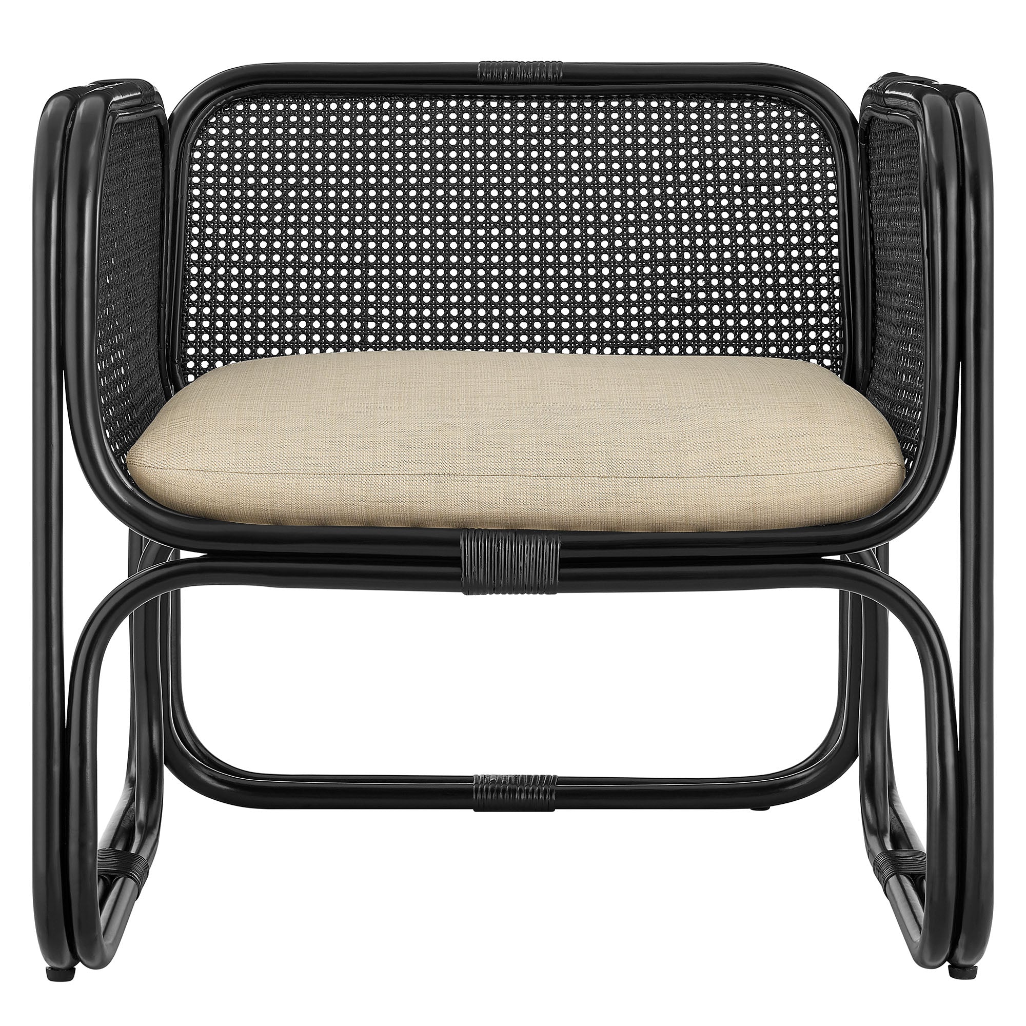 Ellis Natural Rattan Accent Armchair - Black