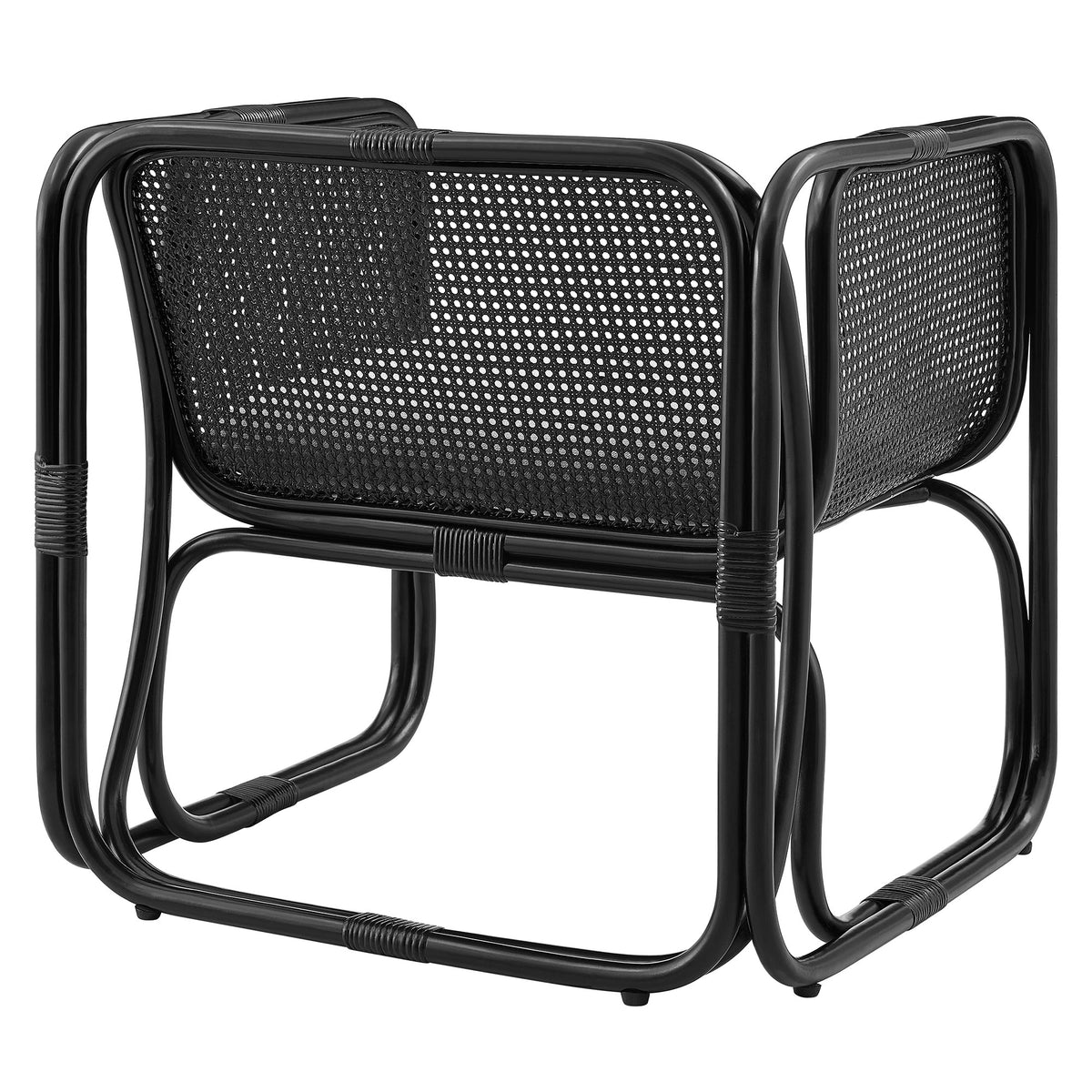 Ellis Natural Rattan Accent Armchair - Black