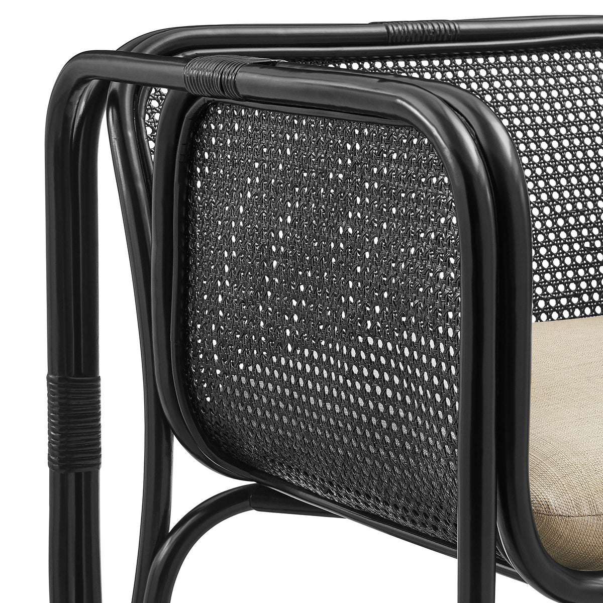 Ellis Natural Rattan Accent Armchair - Black