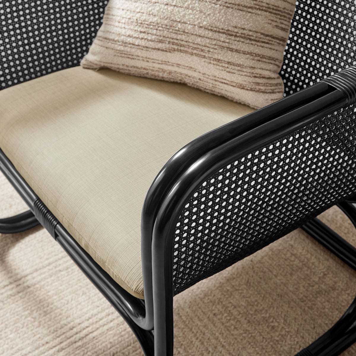 Ellis Natural Rattan Accent Armchair - Black