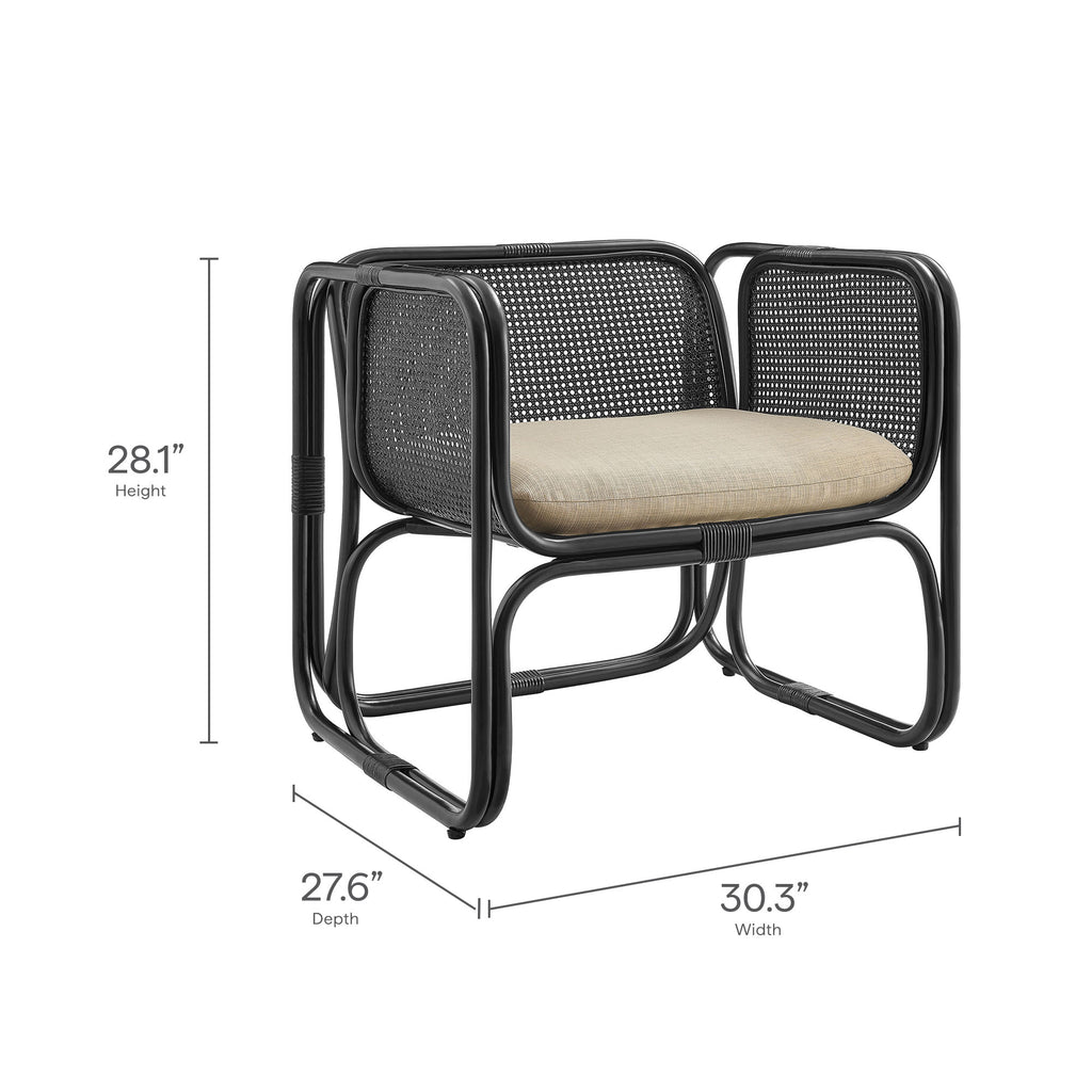 Ellis Natural Rattan Accent Armchair - Black