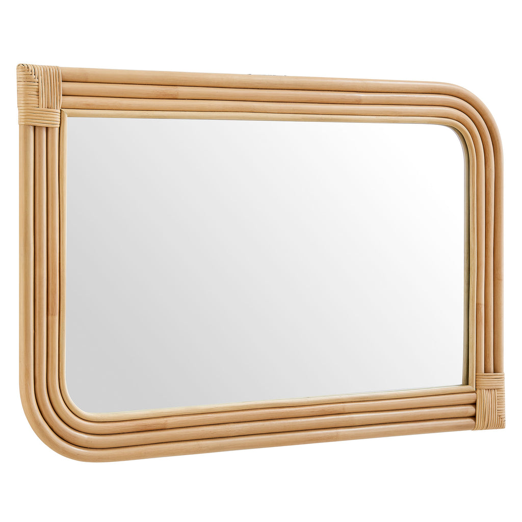 Corsica Curved Rectangle Rattan Wall Mirror - Natural