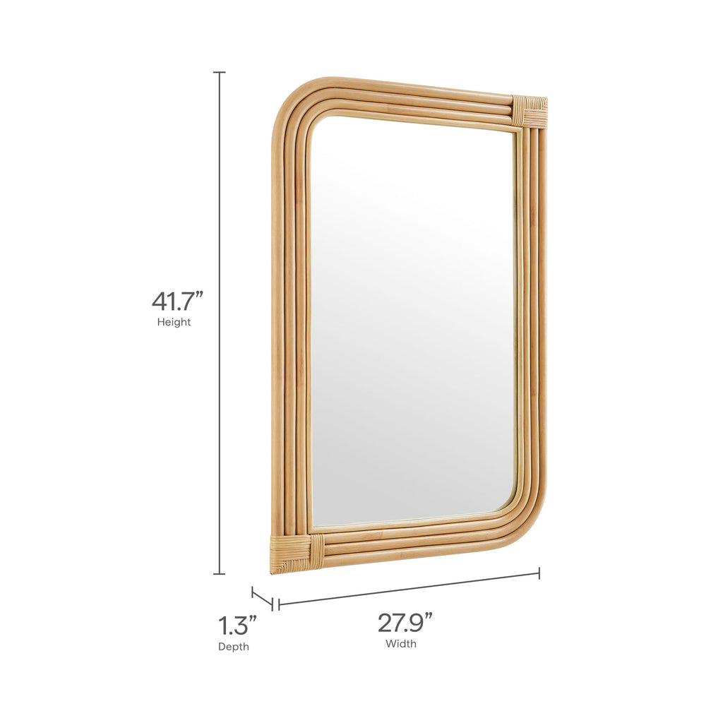 Corsica Curved Rectangle Rattan Wall Mirror - Natural