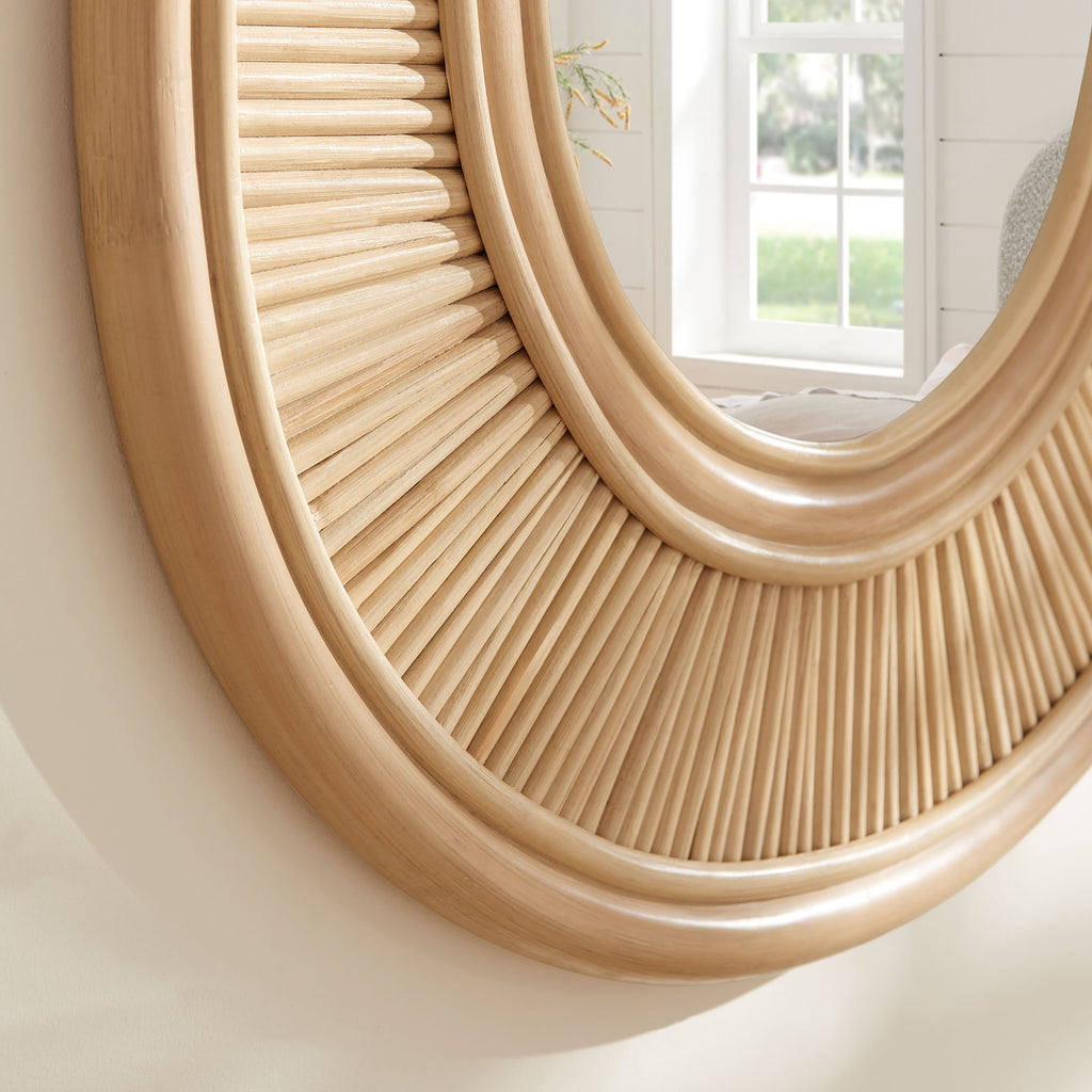 Sovana Oval Rattan Wall Mirror - Natural