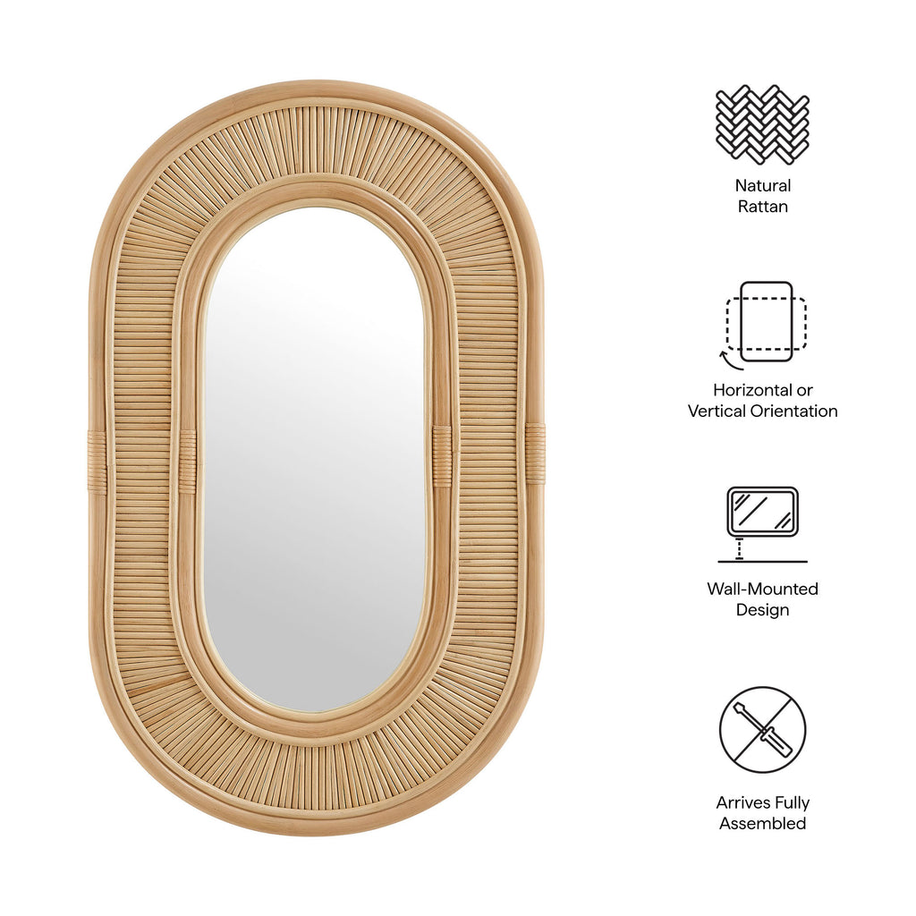 Sovana Oval Rattan Wall Mirror - Natural