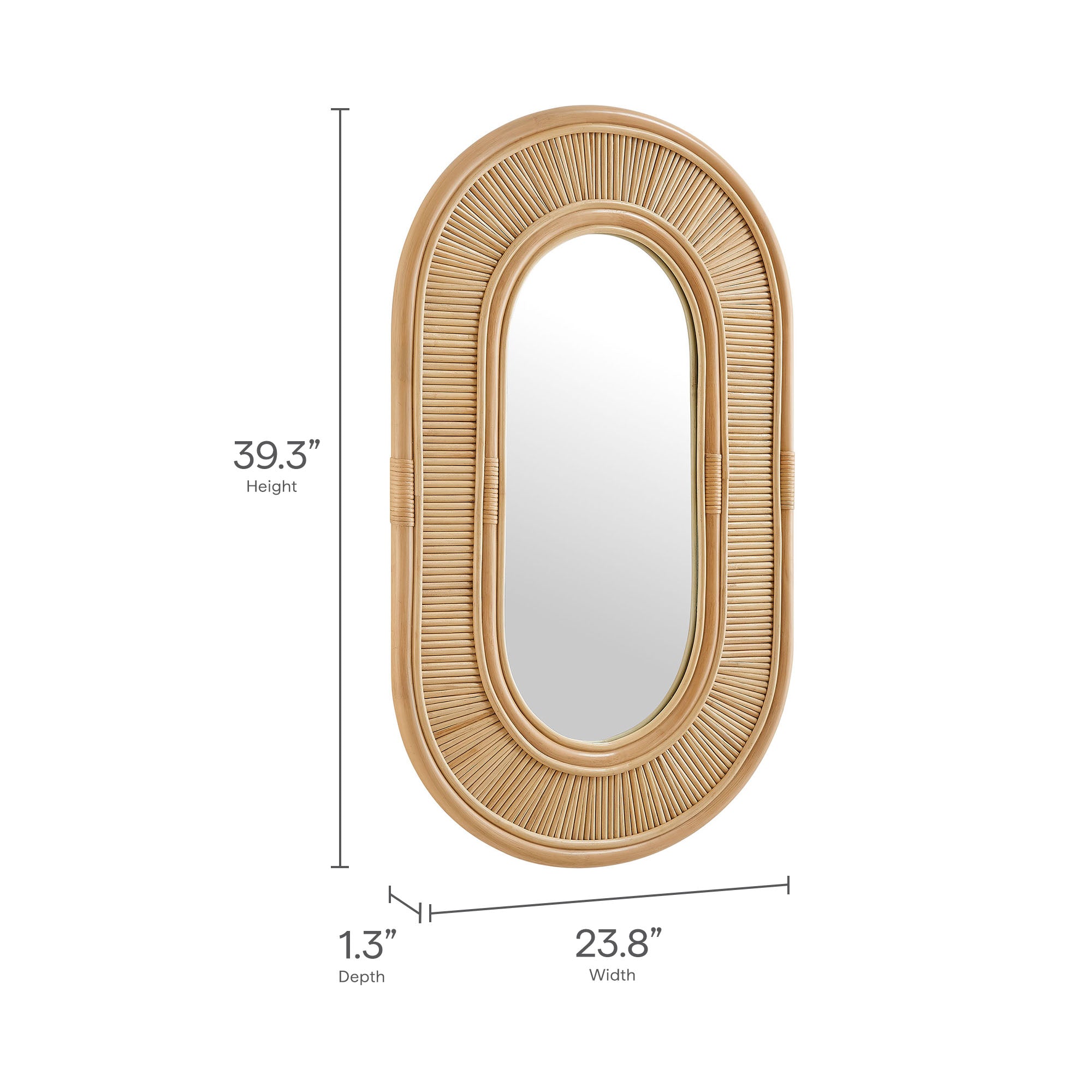 Sovana Oval Rattan Wall Mirror - Natural