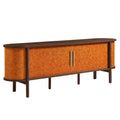 Coralie Curved 71" Vegan Leather Oval TV Stand - Walnut Tan