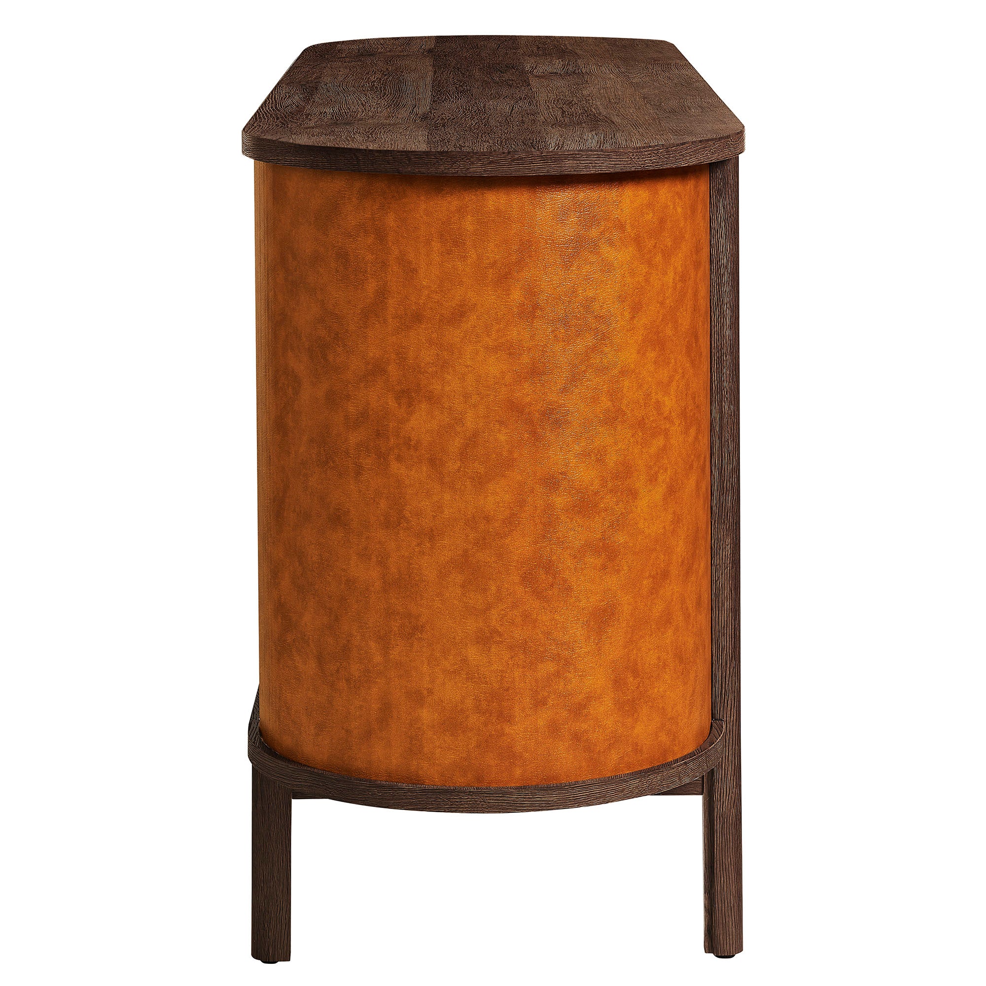 Coralie Curved 71" Vegan Leather Oval TV Stand - Walnut Tan