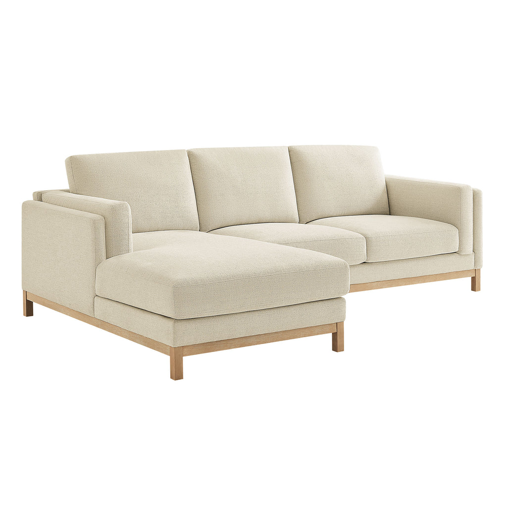 Roscoe Left-Facing Fabric Sectional Sofa with Chaise - Ivory