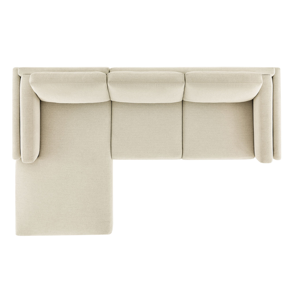 Roscoe Left-Facing Fabric Sectional Sofa with Chaise - Ivory
