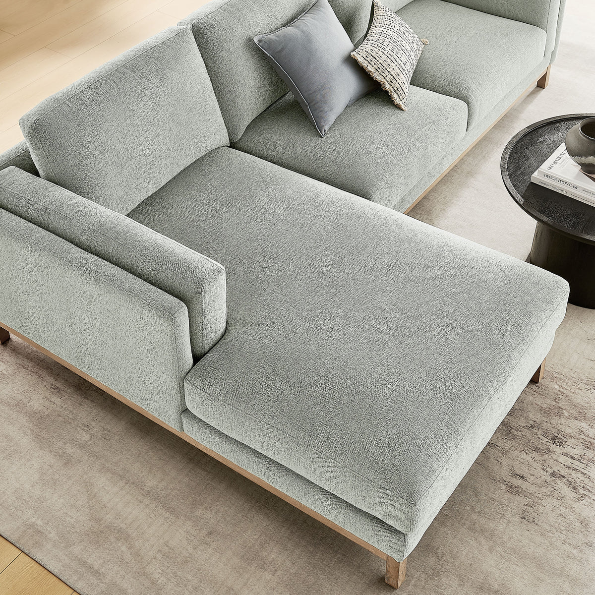 Roscoe Left-Facing Fabric Sectional Sofa with Chaise - Mist