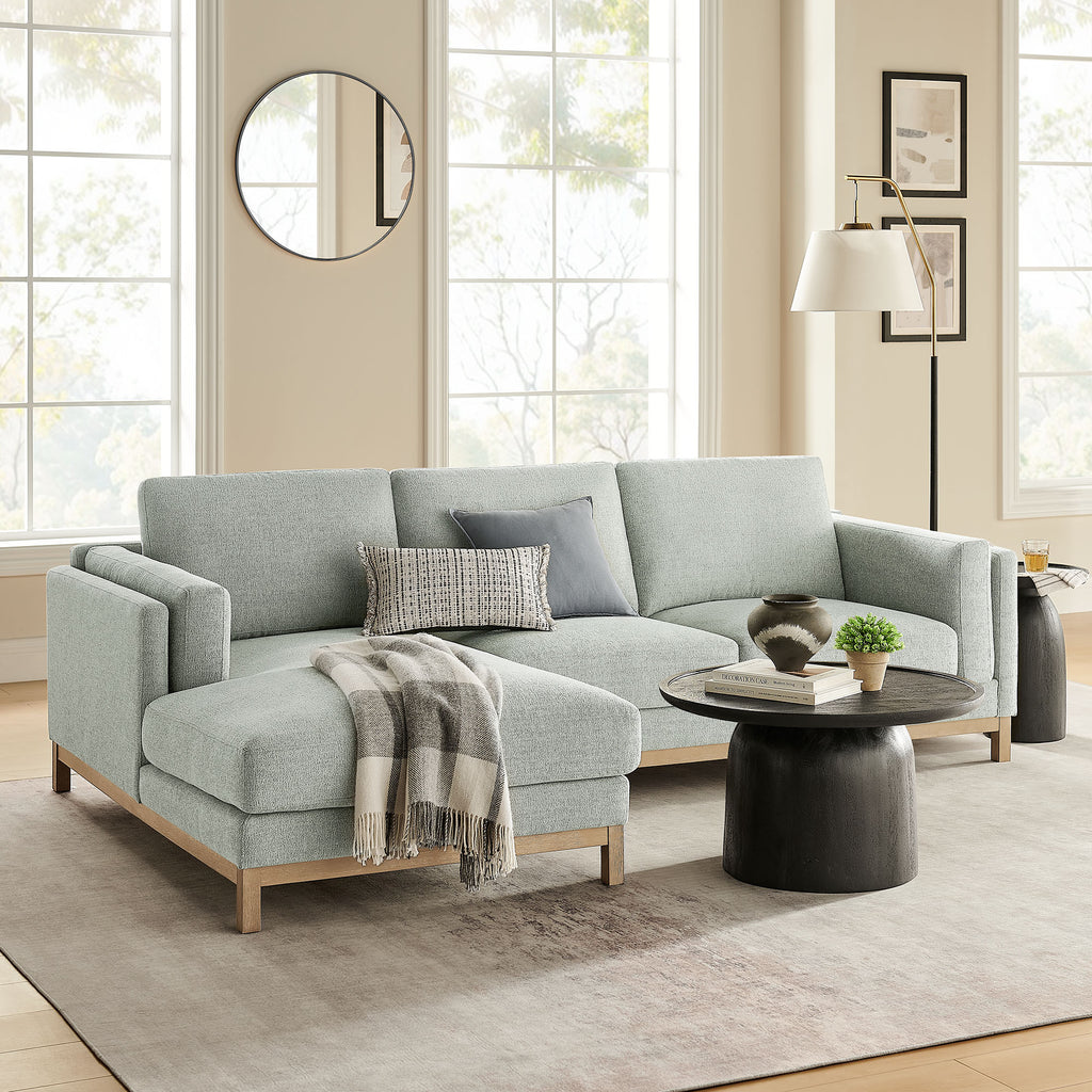 Roscoe Left-Facing Fabric Sectional Sofa with Chaise - Mist