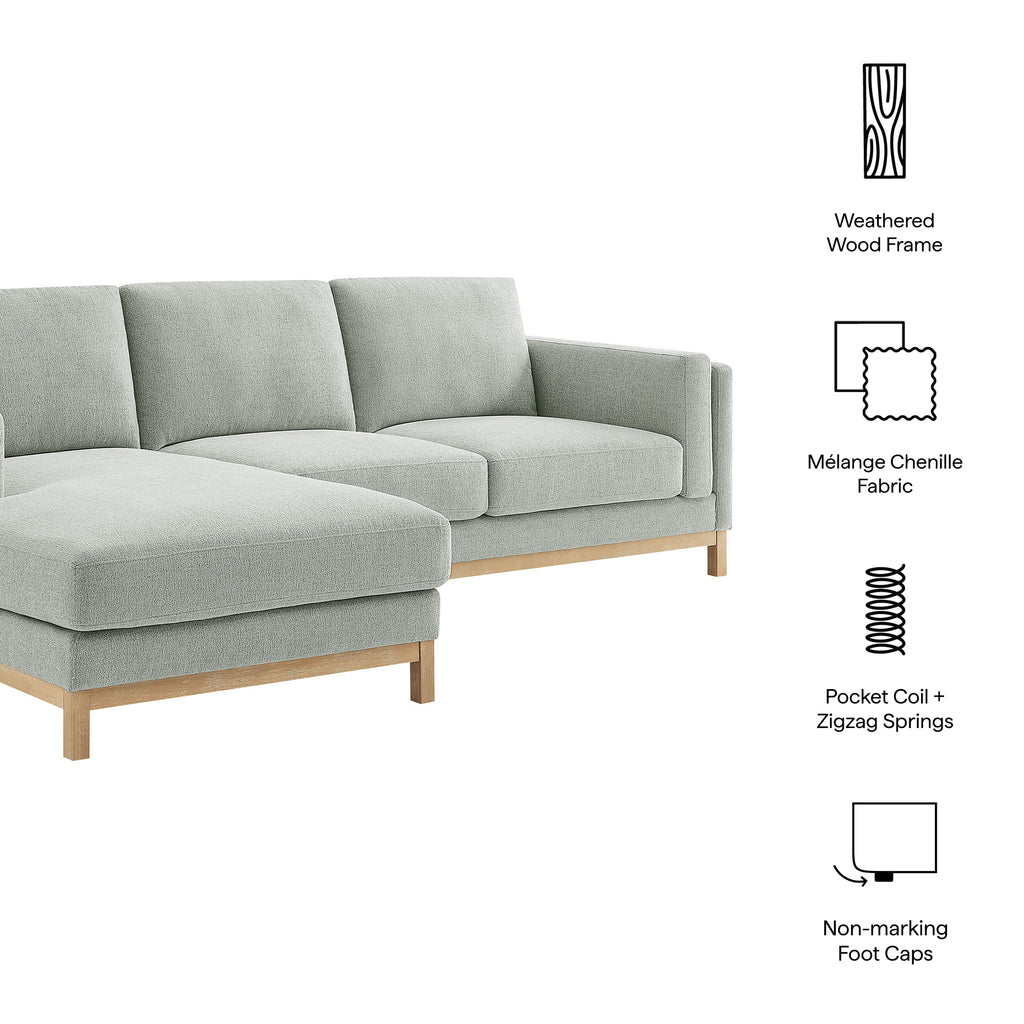 Roscoe Left-Facing Fabric Sectional Sofa with Chaise - Mist