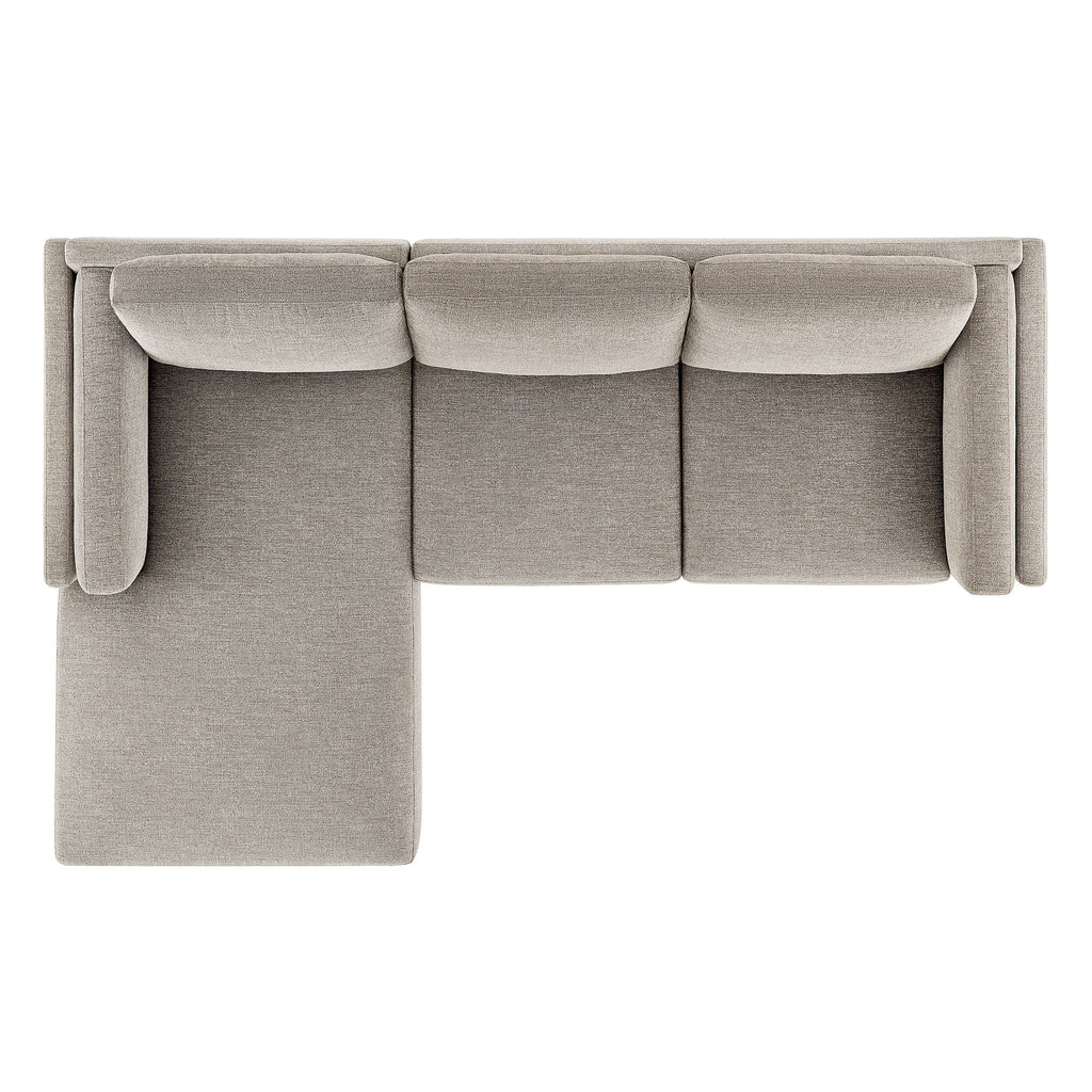 Roscoe Left-Facing Fabric Sectional Sofa with Chaise - Pewter