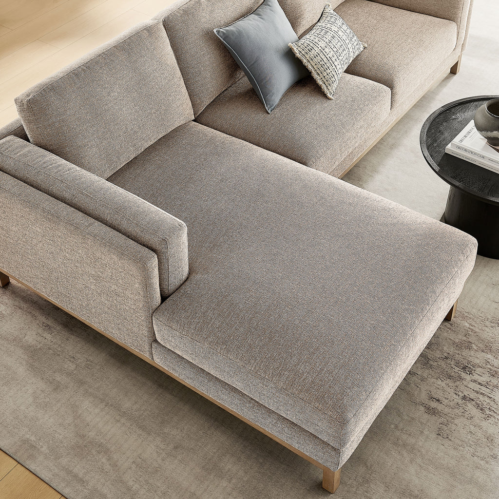 Roscoe Left-Facing Fabric Sectional Sofa with Chaise - Pewter