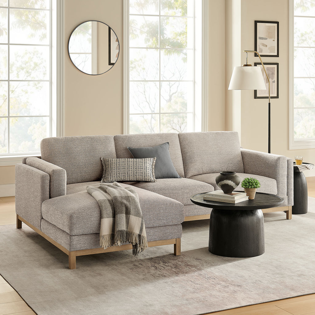 Roscoe Left-Facing Fabric Sectional Sofa with Chaise - Pewter