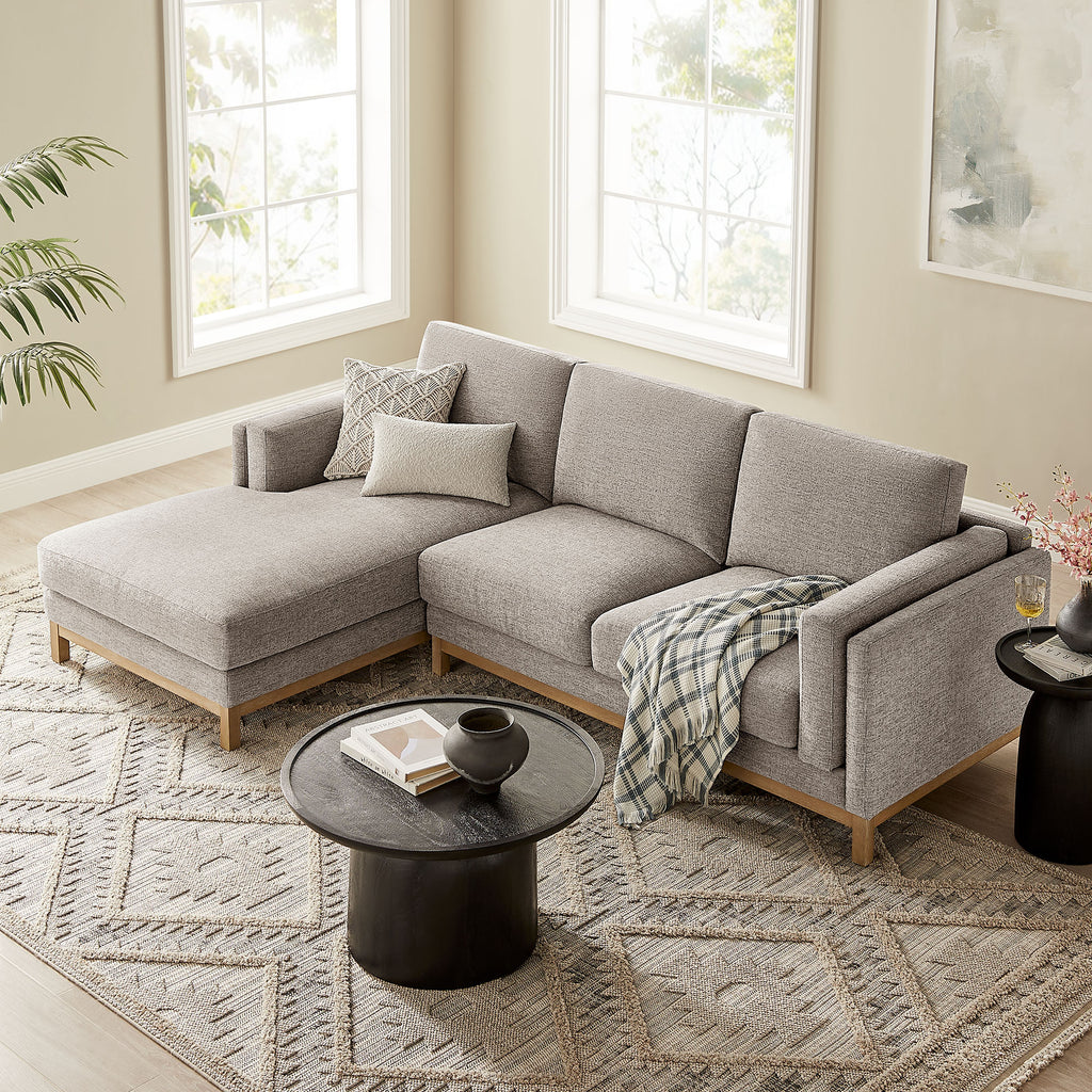 Roscoe Left-Facing Fabric Sectional Sofa with Chaise - Pewter