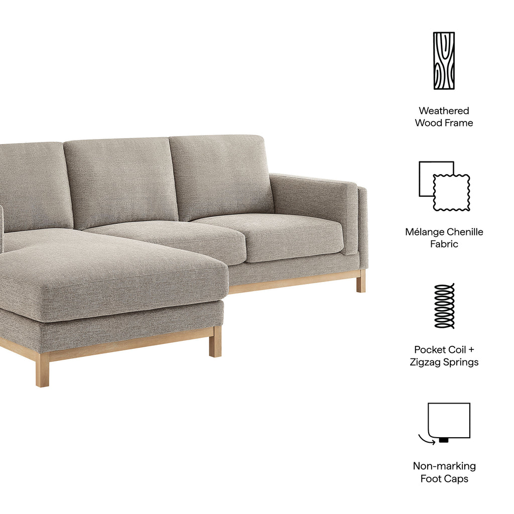 Roscoe Left-Facing Fabric Sectional Sofa with Chaise - Pewter