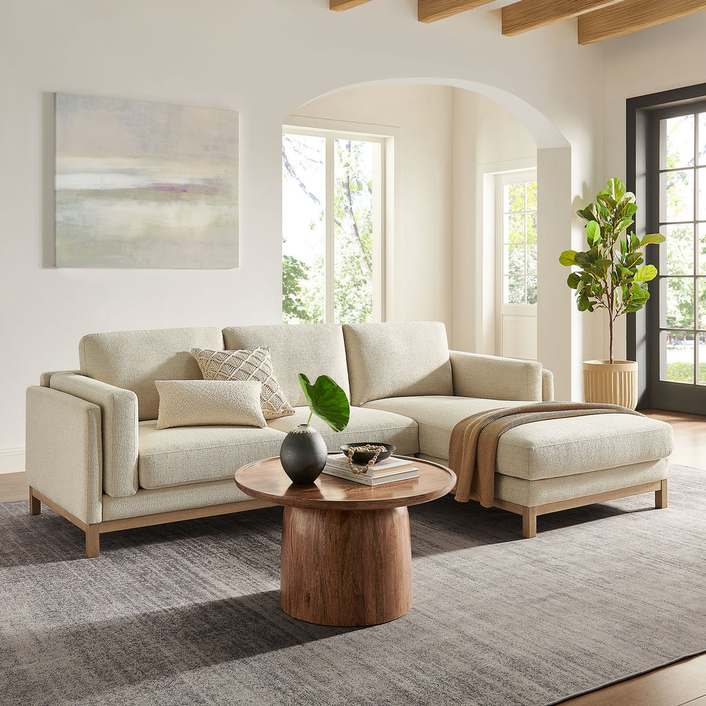 Roscoe Right-Facing Fabric Sectional Sofa with Chaise - Ivory