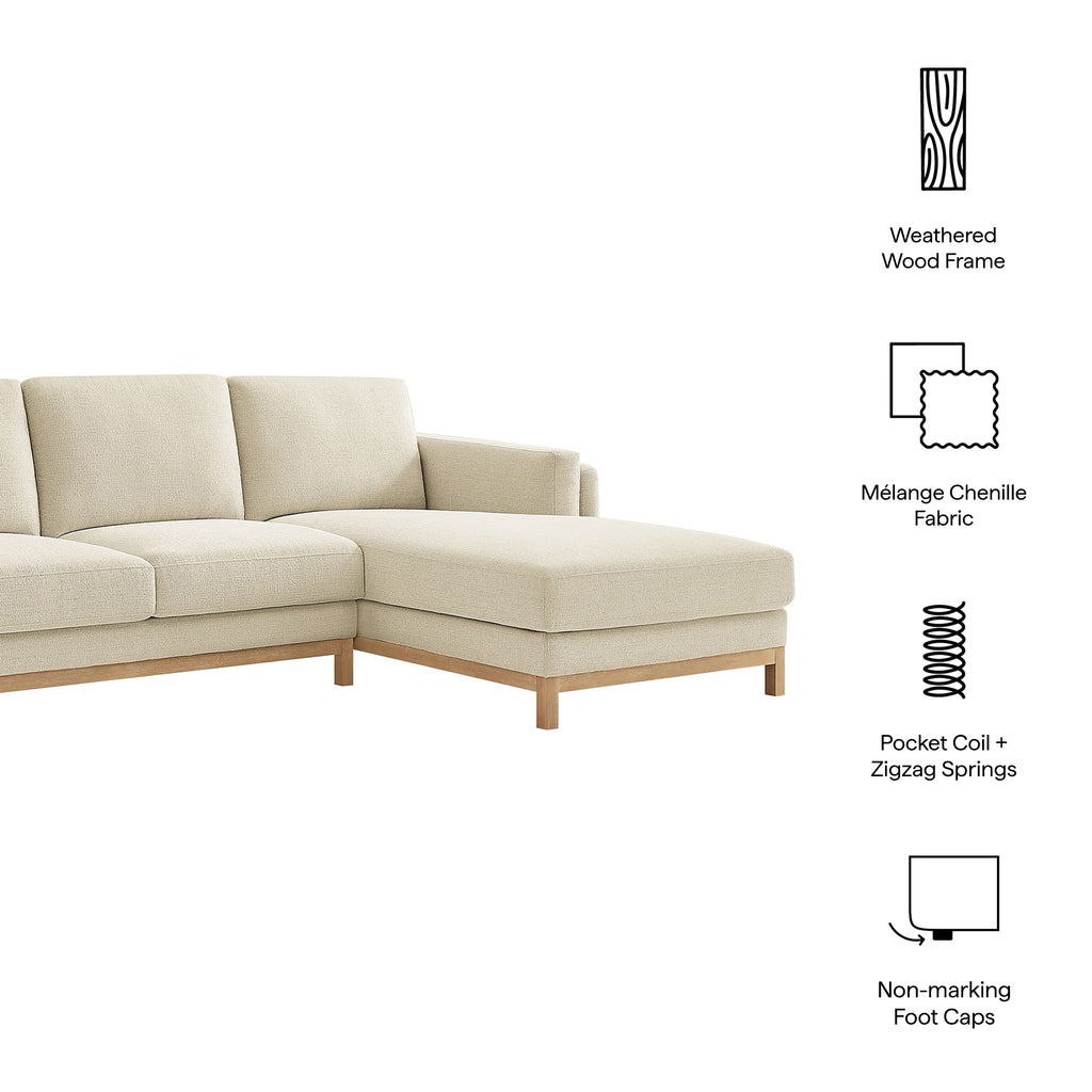 Roscoe Right-Facing Fabric Sectional Sofa with Chaise - Ivory