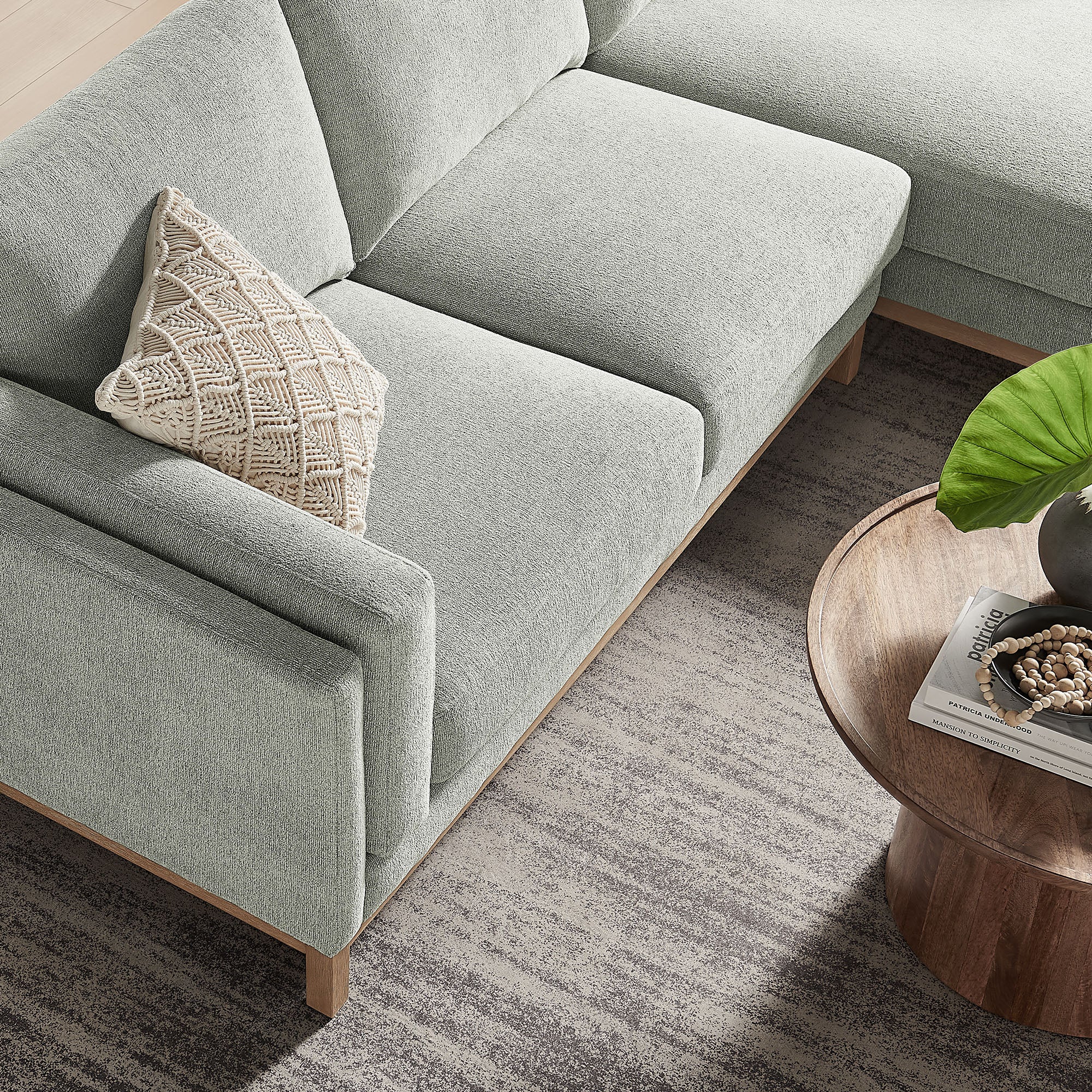 Roscoe Right-Facing Fabric Sectional Sofa with Chaise - Mist