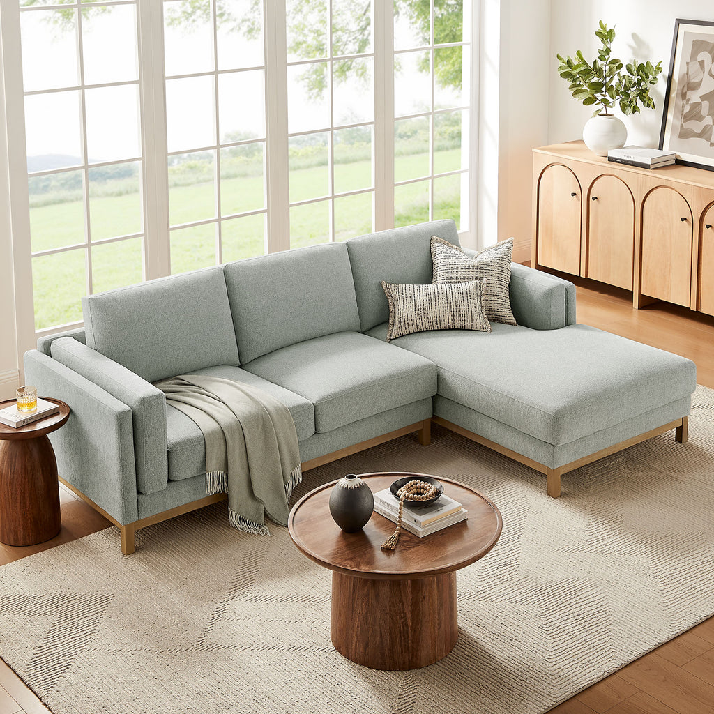 Roscoe Right-Facing Fabric Sectional Sofa with Chaise - Mist