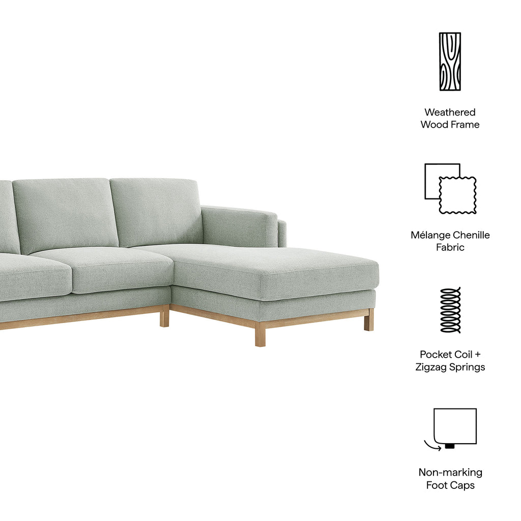 Roscoe Right-Facing Fabric Sectional Sofa with Chaise - Mist